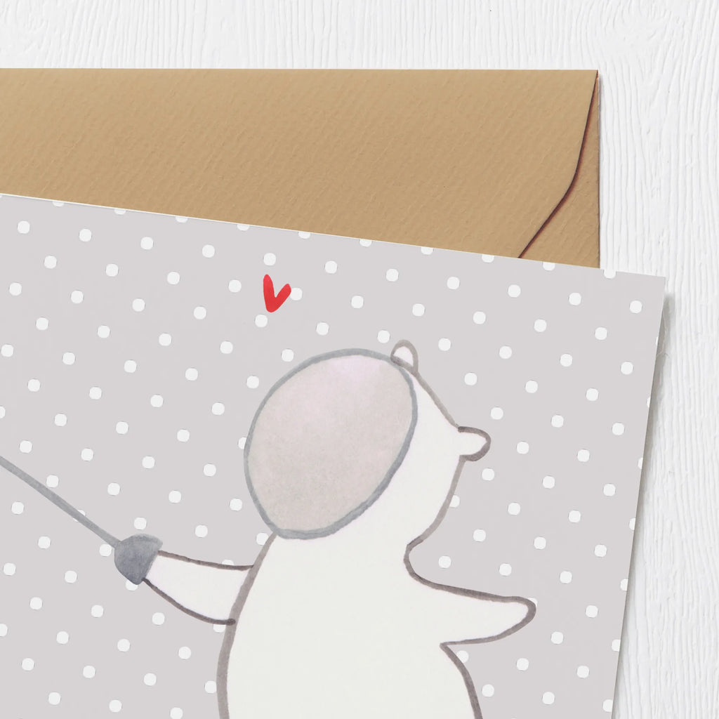 Deluxe Karte Panda Fechten Geburtstagskarte, Hochwertige Klappkarte, Grußkarte, Karte, Einladungskarte, Klappkarte, Glückwunschkarte, Hochzeitskarte, Hochwertige Grußkarte, Geschenk, Sport, Sportart, Hobby, Schenken, Danke, Dankeschön, Auszeichnung, Gewinn, Sportler, Fechten, Fecht Verein, Fechter Bund, Fecht Club