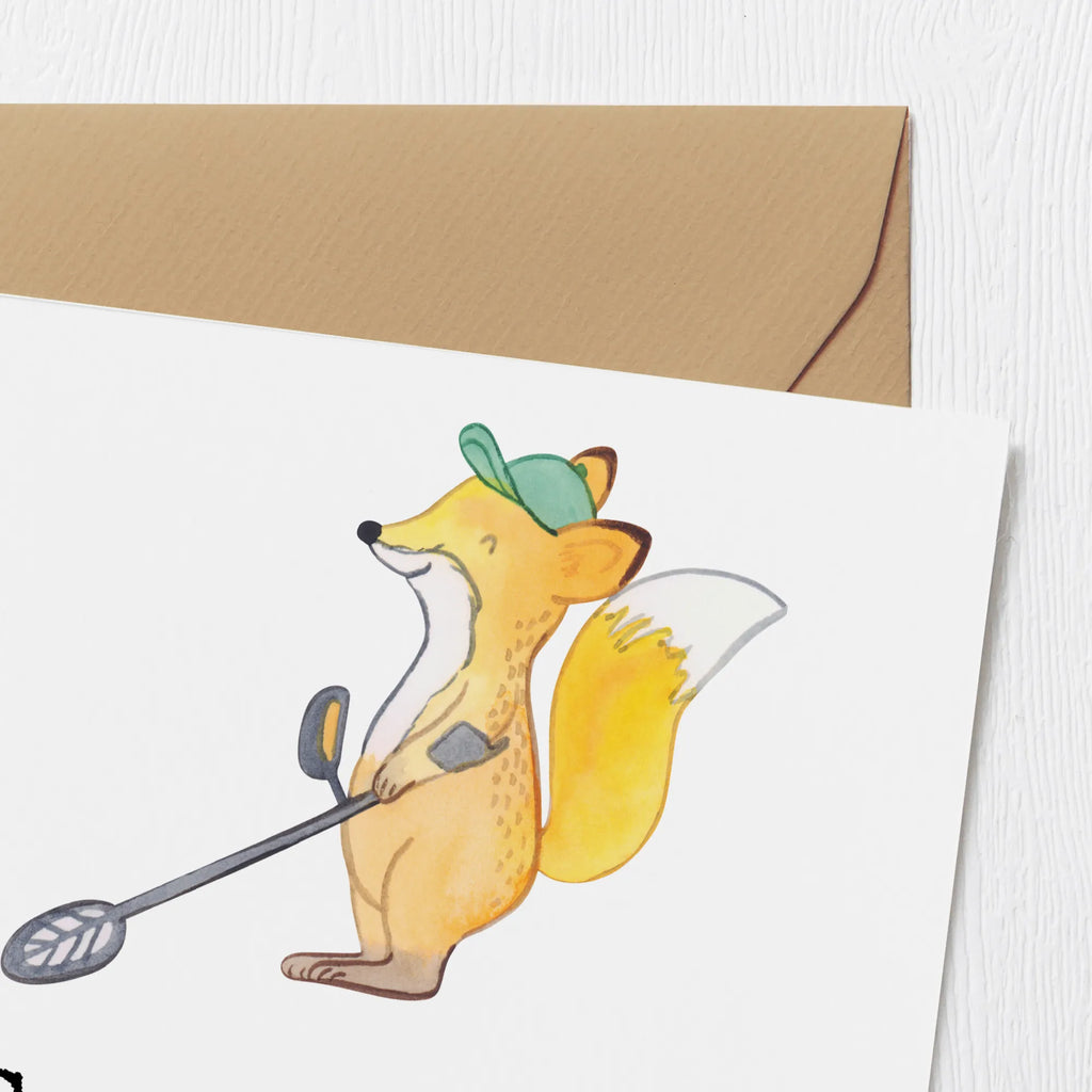 Deluxe Card Fox metal detector Einladungskarte, Hochwertige Klappkarte, Karte, Glückwunschkarte, Geburtstagskarte, Hochwertige Grußkarte, Hochzeitskarte, Klappkarte, Grußkarte, Geschenk, Sport, Sportart, Hobby, Schenken, Danke, Dankeschön, Auszeichnung, Gewinn, Sportler, Sondengänger, sondeln, Münzen suchen, Schatzsuche, Metalldetektor