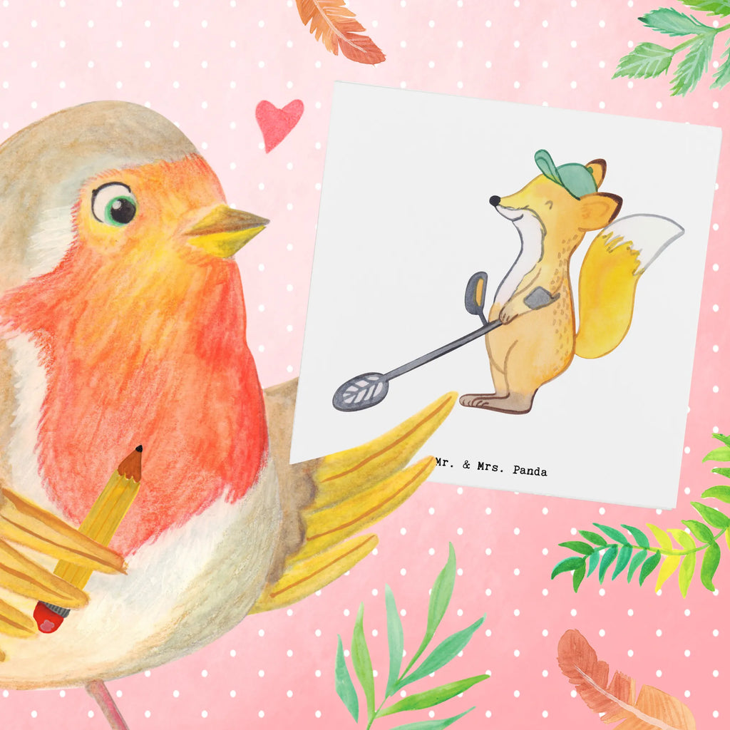 Deluxe Card Fox metal detector Einladungskarte, Hochwertige Klappkarte, Karte, Glückwunschkarte, Geburtstagskarte, Hochwertige Grußkarte, Hochzeitskarte, Klappkarte, Grußkarte, Geschenk, Sport, Sportart, Hobby, Schenken, Danke, Dankeschön, Auszeichnung, Gewinn, Sportler, Sondengänger, sondeln, Münzen suchen, Schatzsuche, Metalldetektor