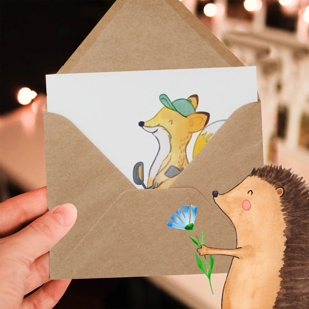 Deluxe Card Fox metal detector Einladungskarte, Hochwertige Klappkarte, Karte, Glückwunschkarte, Geburtstagskarte, Hochwertige Grußkarte, Hochzeitskarte, Klappkarte, Grußkarte, Geschenk, Sport, Sportart, Hobby, Schenken, Danke, Dankeschön, Auszeichnung, Gewinn, Sportler, Sondengänger, sondeln, Münzen suchen, Schatzsuche, Metalldetektor