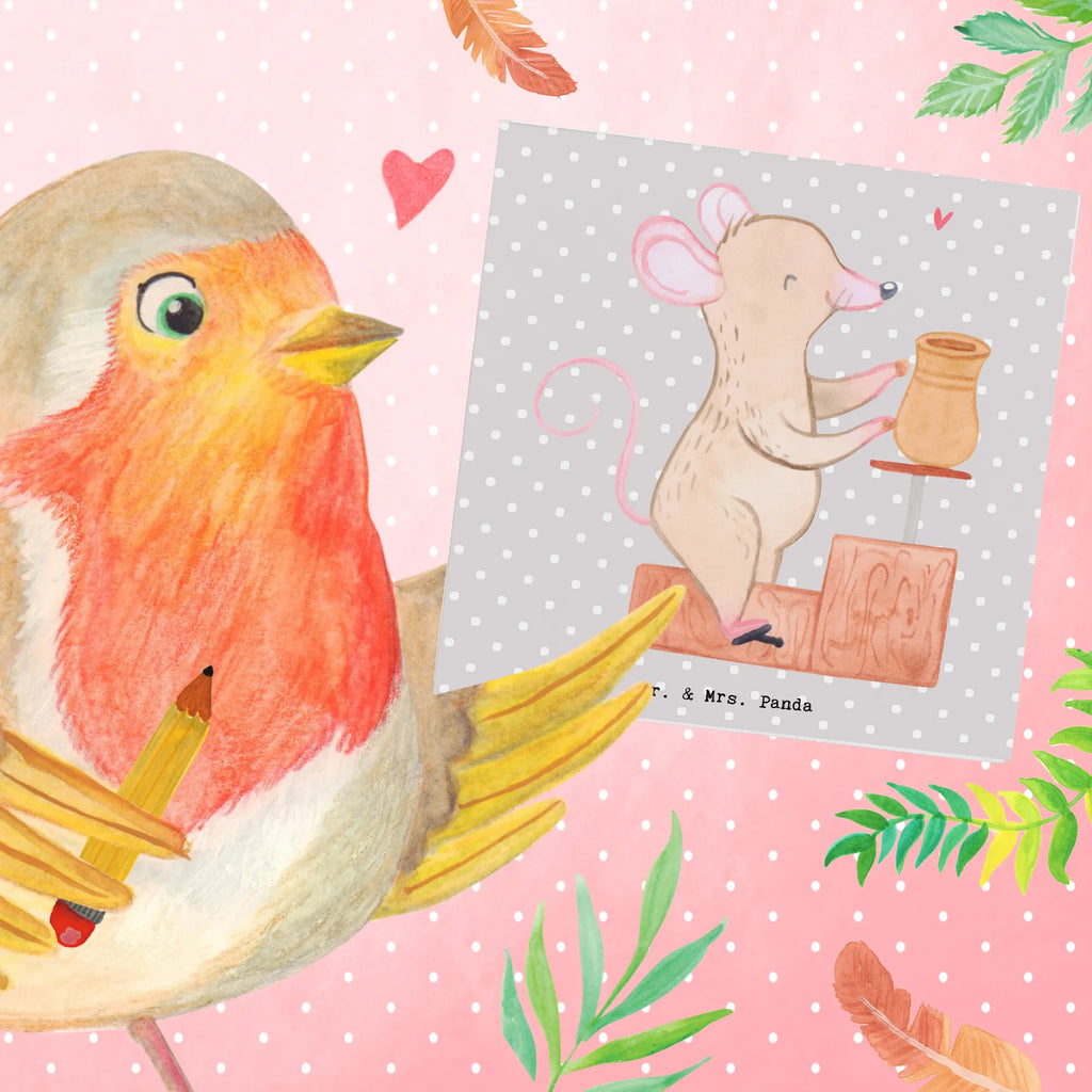 Deluxe Card Mouse pottery Karte, Glückwunschkarte, Klappkarte, Einladungskarte, Hochwertige Grußkarte, Hochzeitskarte, Hochwertige Klappkarte, Geburtstagskarte, Grußkarte, Geschenk, Sport, Sportart, Hobby, Schenken, Danke, Dankeschön, Auszeichnung, Gewinn, Sportler, Töpferkurs, Töpferei, Töpfern