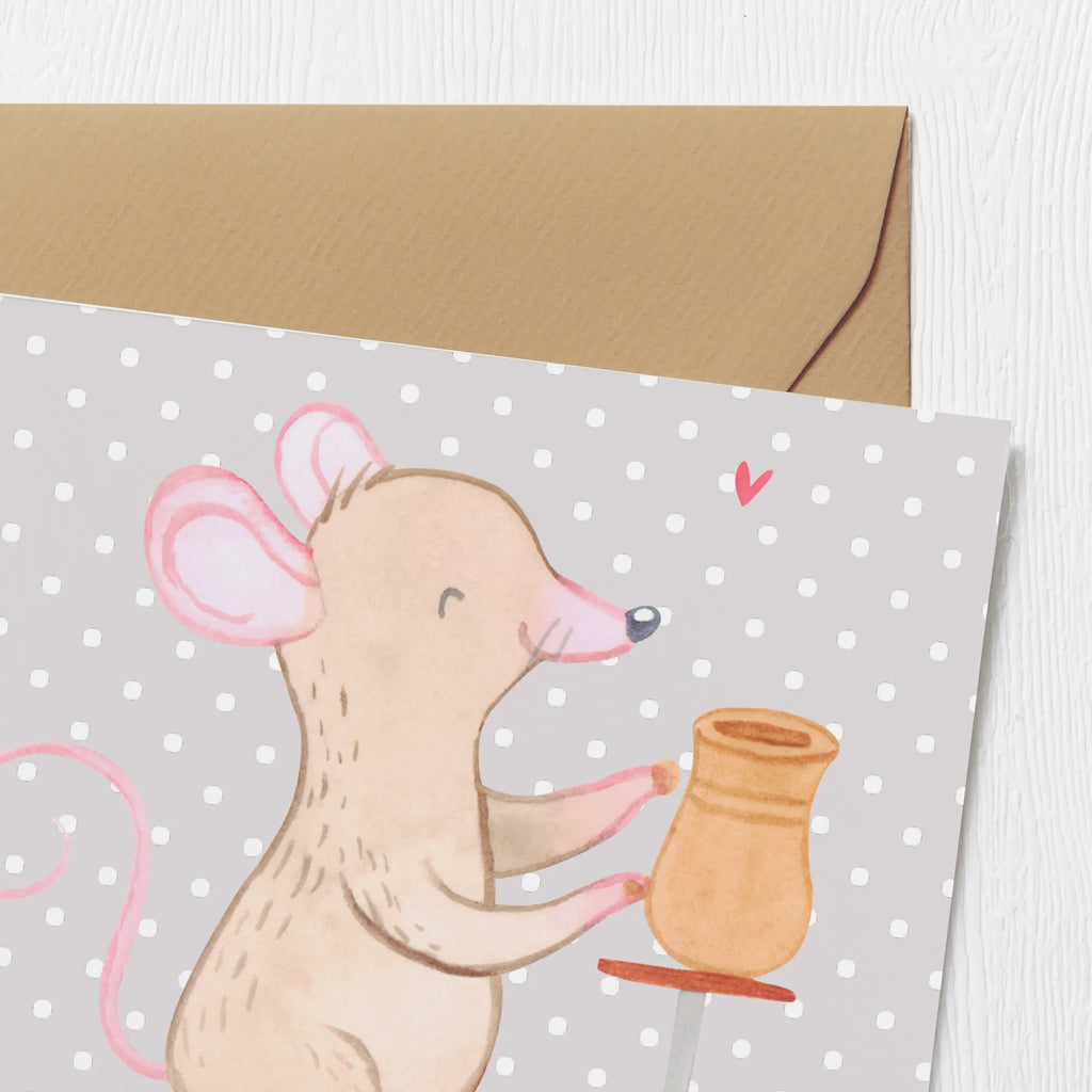 Deluxe Card Mouse pottery Karte, Glückwunschkarte, Klappkarte, Einladungskarte, Hochwertige Grußkarte, Hochzeitskarte, Hochwertige Klappkarte, Geburtstagskarte, Grußkarte, Geschenk, Sport, Sportart, Hobby, Schenken, Danke, Dankeschön, Auszeichnung, Gewinn, Sportler, Töpferkurs, Töpferei, Töpfern