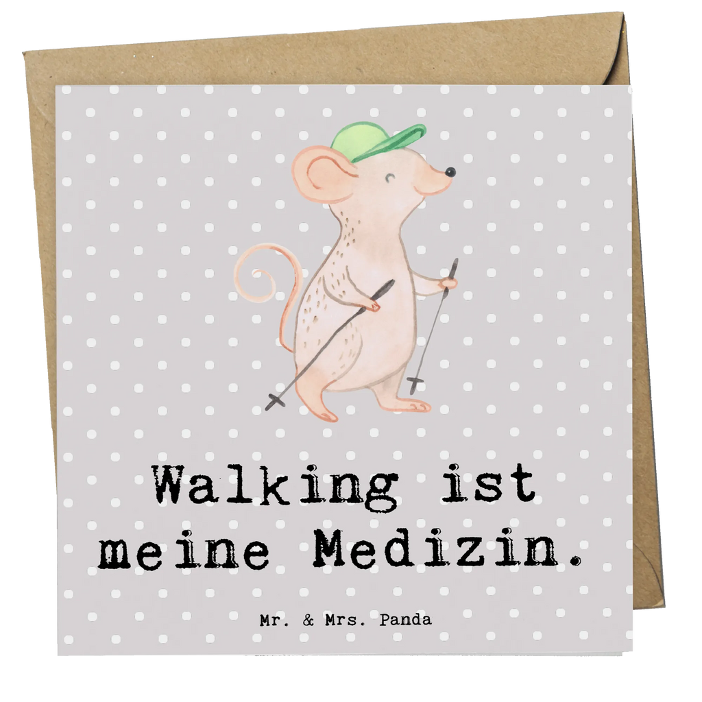 Deluxe Karte Maus Walking Glückwunschkarte, Karte, Klappkarte, Grußkarte, Einladungskarte, Geburtstagskarte, Hochwertige Klappkarte, Hochzeitskarte, Hochwertige Grußkarte, Geschenk, Sport, Sportart, Hobby, Schenken, Danke, Dankeschön, Auszeichnung, Gewinn, Sportler, Walking, Walken, schnelles Gehen, Spazieren gehen