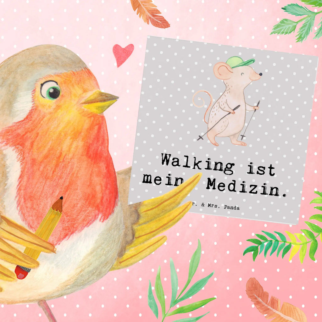 Deluxe Karte Maus Walking Glückwunschkarte, Karte, Klappkarte, Grußkarte, Einladungskarte, Geburtstagskarte, Hochwertige Klappkarte, Hochzeitskarte, Hochwertige Grußkarte, Geschenk, Sport, Sportart, Hobby, Schenken, Danke, Dankeschön, Auszeichnung, Gewinn, Sportler, Walking, Walken, schnelles Gehen, Spazieren gehen