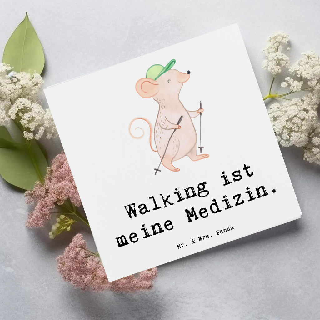 Deluxe Karte Maus Walking Glückwunschkarte, Karte, Klappkarte, Grußkarte, Einladungskarte, Geburtstagskarte, Hochwertige Klappkarte, Hochzeitskarte, Hochwertige Grußkarte, Geschenk, Sport, Sportart, Hobby, Schenken, Danke, Dankeschön, Auszeichnung, Gewinn, Sportler, Walking, Walken, schnelles Gehen, Spazieren gehen