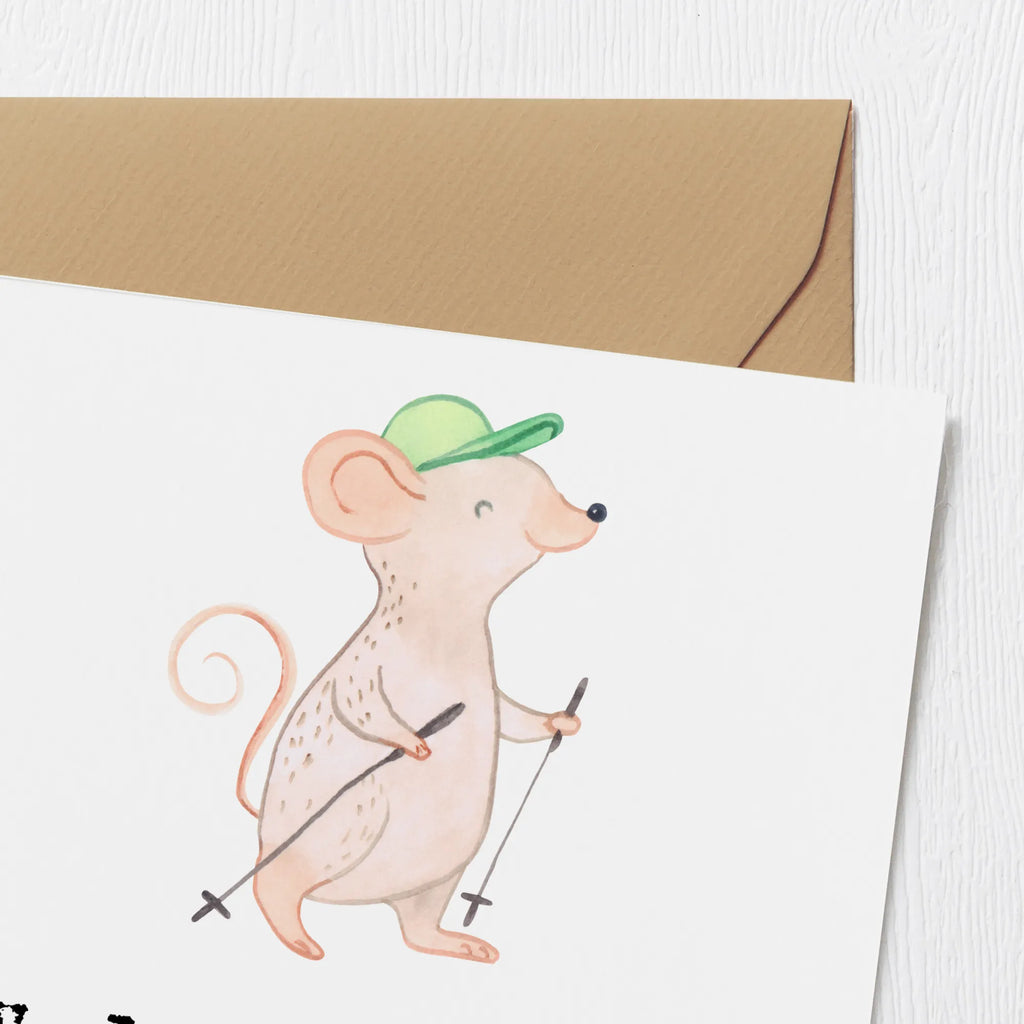 Deluxe Karte Maus Walking Glückwunschkarte, Karte, Klappkarte, Grußkarte, Einladungskarte, Geburtstagskarte, Hochwertige Klappkarte, Hochzeitskarte, Hochwertige Grußkarte, Geschenk, Sport, Sportart, Hobby, Schenken, Danke, Dankeschön, Auszeichnung, Gewinn, Sportler, Walking, Walken, schnelles Gehen, Spazieren gehen