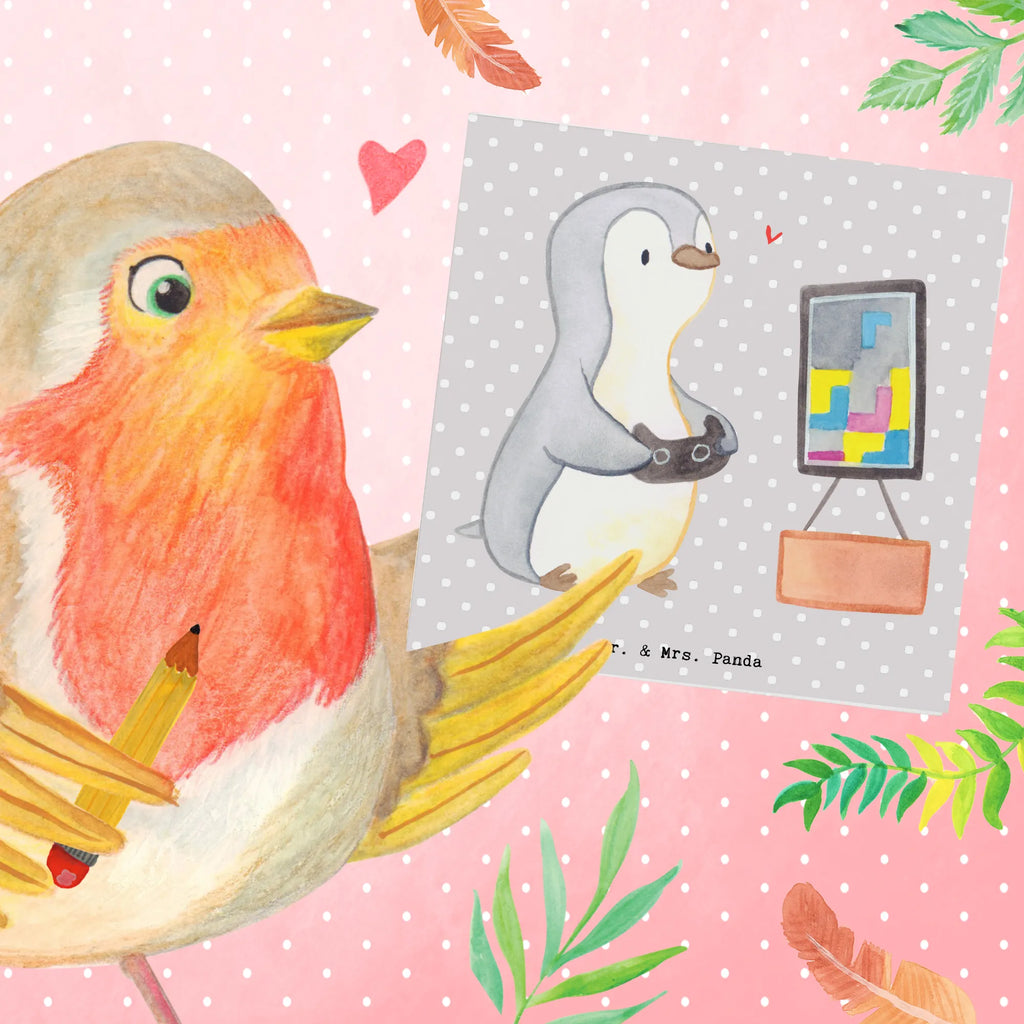 Deluxe Karte Pinguin Zocken Karte, Glückwunschkarte, Hochwertige Grußkarte, Geburtstagskarte, Hochzeitskarte, Grußkarte, Klappkarte, Hochwertige Klappkarte, Einladungskarte, Geschenk, Sport, Sportart, Hobby, Schenken, Danke, Dankeschön, Auszeichnung, Gewinn, Sportler, Videospiele, Videogames, Gaming, Zocken