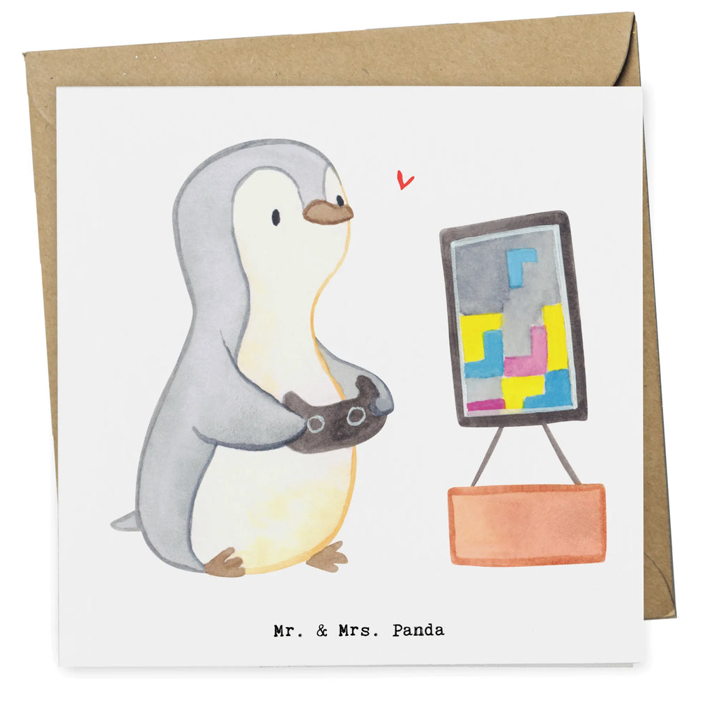 Deluxe Karte Pinguin Zocken Karte, Glückwunschkarte, Hochwertige Grußkarte, Geburtstagskarte, Hochzeitskarte, Grußkarte, Klappkarte, Hochwertige Klappkarte, Einladungskarte, Geschenk, Sport, Sportart, Hobby, Schenken, Danke, Dankeschön, Auszeichnung, Gewinn, Sportler, Videospiele, Videogames, Gaming, Zocken