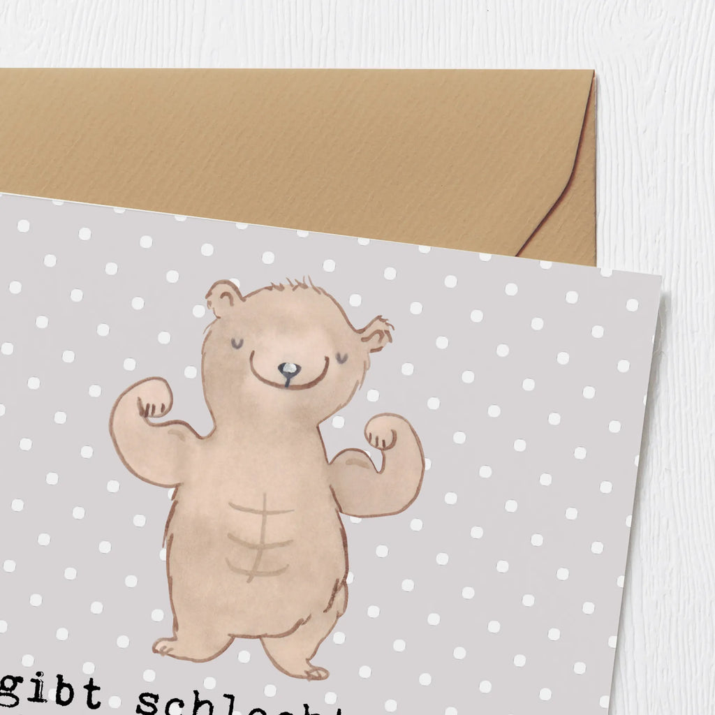 Deluxe Card bear body building Hochwertige Klappkarte, Hochwertige Grußkarte, Glückwunschkarte, Klappkarte, Einladungskarte, Geburtstagskarte, Karte, Hochzeitskarte, Grußkarte, Geschenk, Sport, Sportart, Hobby, Schenken, Danke, Dankeschön, Auszeichnung, Gewinn, Sportler, Muskelmasse, Leistungssport, Körpergestaltung, Bodybuilding