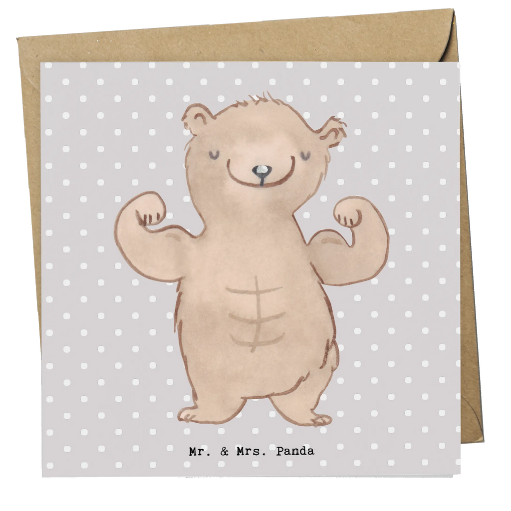 Deluxe Card bear body building Hochwertige Klappkarte, Hochwertige Grußkarte, Glückwunschkarte, Klappkarte, Einladungskarte, Geburtstagskarte, Karte, Hochzeitskarte, Grußkarte, Geschenk, Sport, Sportart, Hobby, Schenken, Danke, Dankeschön, Auszeichnung, Gewinn, Sportler, Muskelmasse, Leistungssport, Körpergestaltung, Bodybuilding