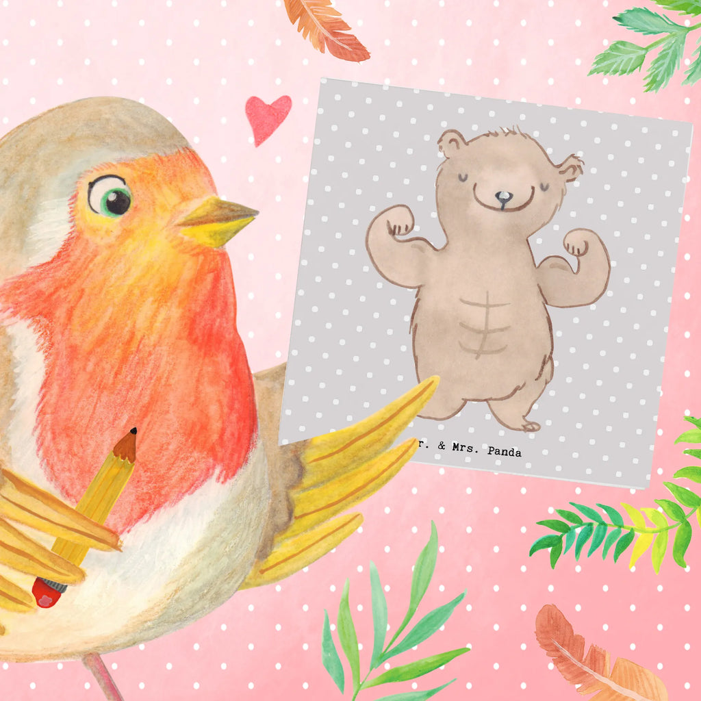 Deluxe Card bear body building Hochwertige Klappkarte, Hochwertige Grußkarte, Glückwunschkarte, Klappkarte, Einladungskarte, Geburtstagskarte, Karte, Hochzeitskarte, Grußkarte, Geschenk, Sport, Sportart, Hobby, Schenken, Danke, Dankeschön, Auszeichnung, Gewinn, Sportler, Muskelmasse, Leistungssport, Körpergestaltung, Bodybuilding