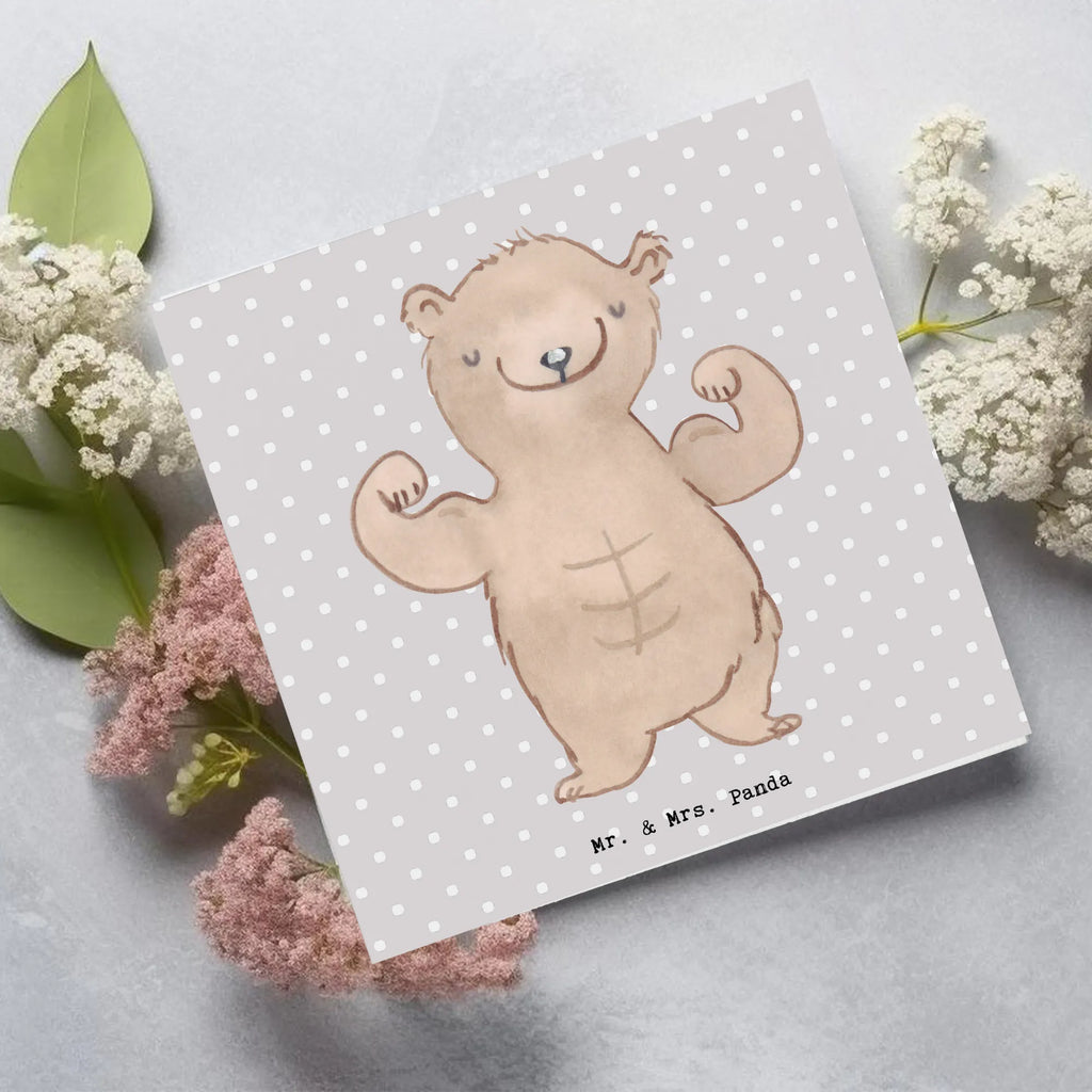 Deluxe Card bear body building Hochwertige Klappkarte, Hochwertige Grußkarte, Glückwunschkarte, Klappkarte, Einladungskarte, Geburtstagskarte, Karte, Hochzeitskarte, Grußkarte, Geschenk, Sport, Sportart, Hobby, Schenken, Danke, Dankeschön, Auszeichnung, Gewinn, Sportler, Muskelmasse, Leistungssport, Körpergestaltung, Bodybuilding