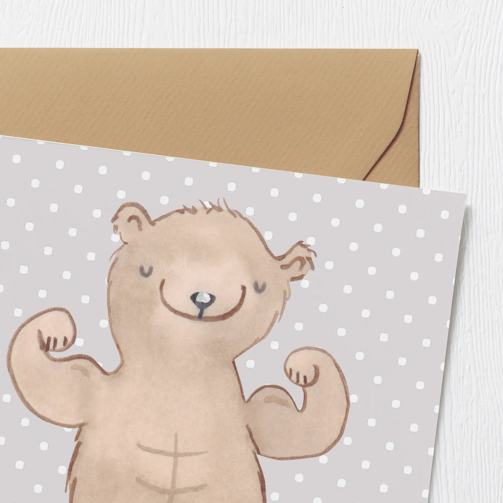 Deluxe Card bear body building Hochwertige Klappkarte, Hochwertige Grußkarte, Glückwunschkarte, Klappkarte, Einladungskarte, Geburtstagskarte, Karte, Hochzeitskarte, Grußkarte, Geschenk, Sport, Sportart, Hobby, Schenken, Danke, Dankeschön, Auszeichnung, Gewinn, Sportler, Muskelmasse, Leistungssport, Körpergestaltung, Bodybuilding