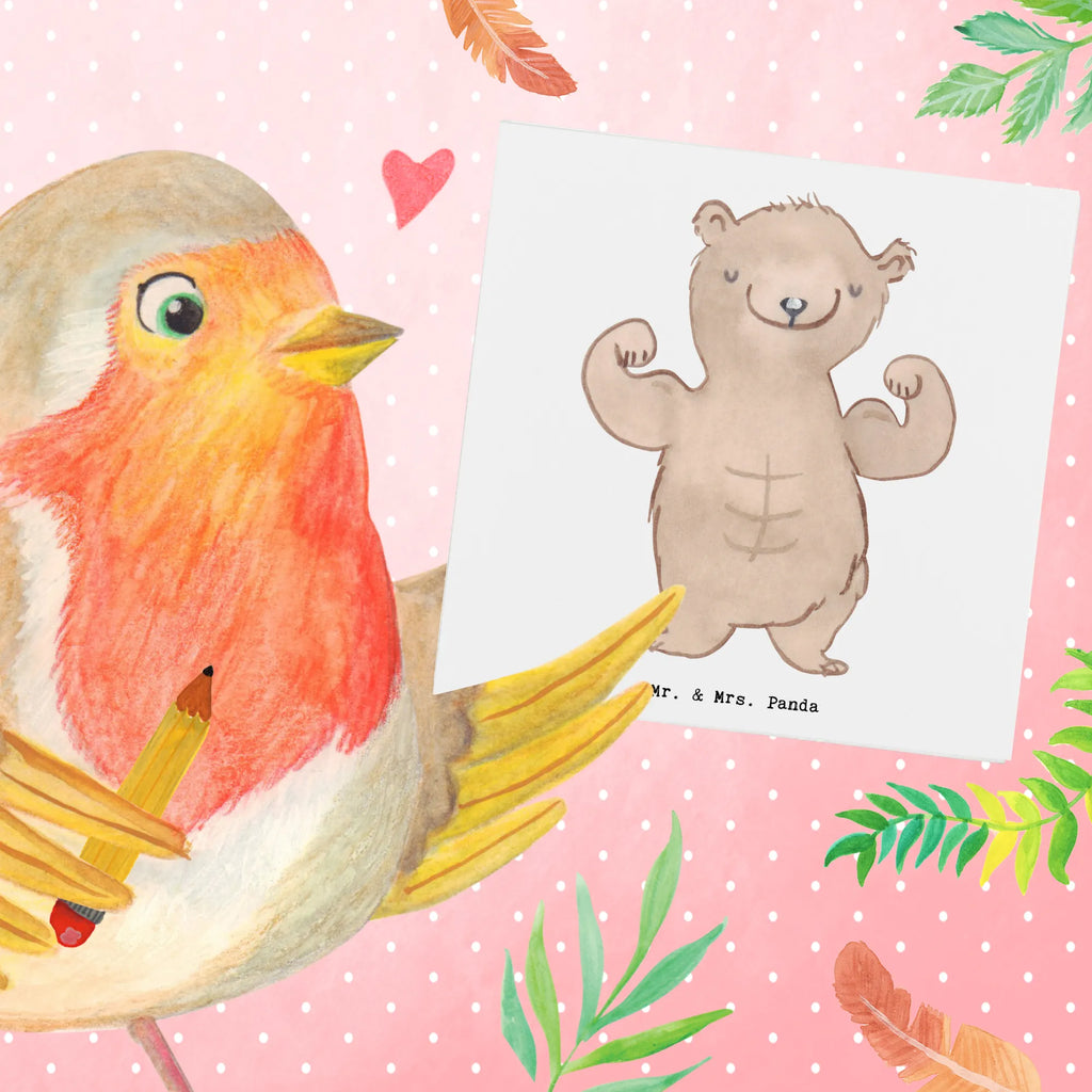 Deluxe Card bear body building Hochwertige Klappkarte, Hochwertige Grußkarte, Glückwunschkarte, Klappkarte, Einladungskarte, Geburtstagskarte, Karte, Hochzeitskarte, Grußkarte, Geschenk, Sport, Sportart, Hobby, Schenken, Danke, Dankeschön, Auszeichnung, Gewinn, Sportler, Muskelmasse, Leistungssport, Körpergestaltung, Bodybuilding