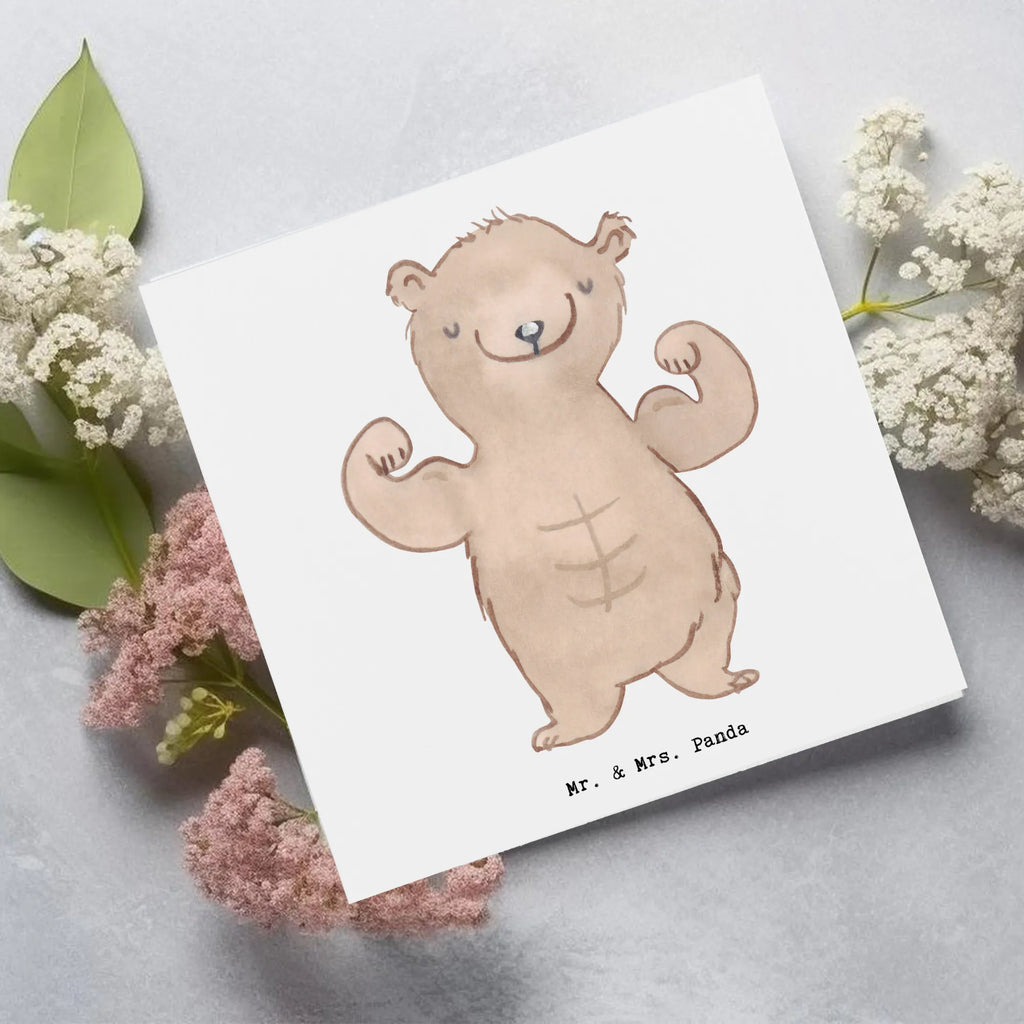 Deluxe Card bear body building Hochwertige Klappkarte, Hochwertige Grußkarte, Glückwunschkarte, Klappkarte, Einladungskarte, Geburtstagskarte, Karte, Hochzeitskarte, Grußkarte, Geschenk, Sport, Sportart, Hobby, Schenken, Danke, Dankeschön, Auszeichnung, Gewinn, Sportler, Muskelmasse, Leistungssport, Körpergestaltung, Bodybuilding