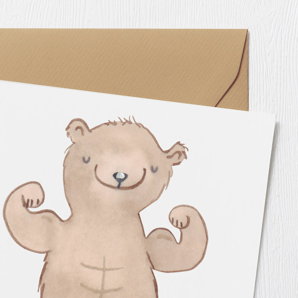 Deluxe Card bear body building Hochwertige Klappkarte, Hochwertige Grußkarte, Glückwunschkarte, Klappkarte, Einladungskarte, Geburtstagskarte, Karte, Hochzeitskarte, Grußkarte, Geschenk, Sport, Sportart, Hobby, Schenken, Danke, Dankeschön, Auszeichnung, Gewinn, Sportler, Muskelmasse, Leistungssport, Körpergestaltung, Bodybuilding