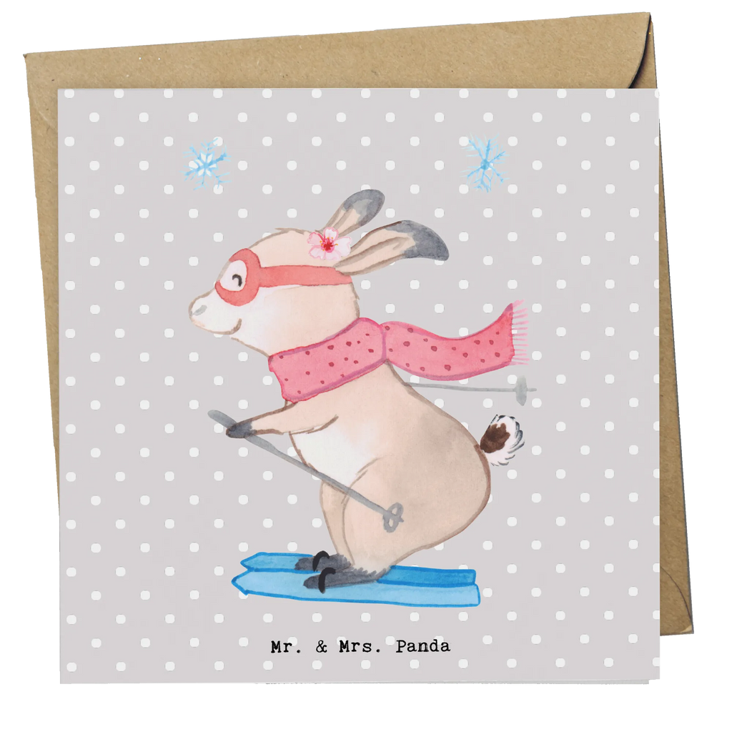 Deluxe Karte Hase Skifahren Hochwertige Grußkarte, Geburtstagskarte, Karte, Hochzeitskarte, Grußkarte, Einladungskarte, Hochwertige Klappkarte, Klappkarte, Glückwunschkarte, Geschenk, Sport, Sportart, Hobby, Schenken, Danke, Dankeschön, Auszeichnung, Gewinn, Sportler, Skirennen, Skifahren, Skiwettbewerb, Ski fahren, Skisport