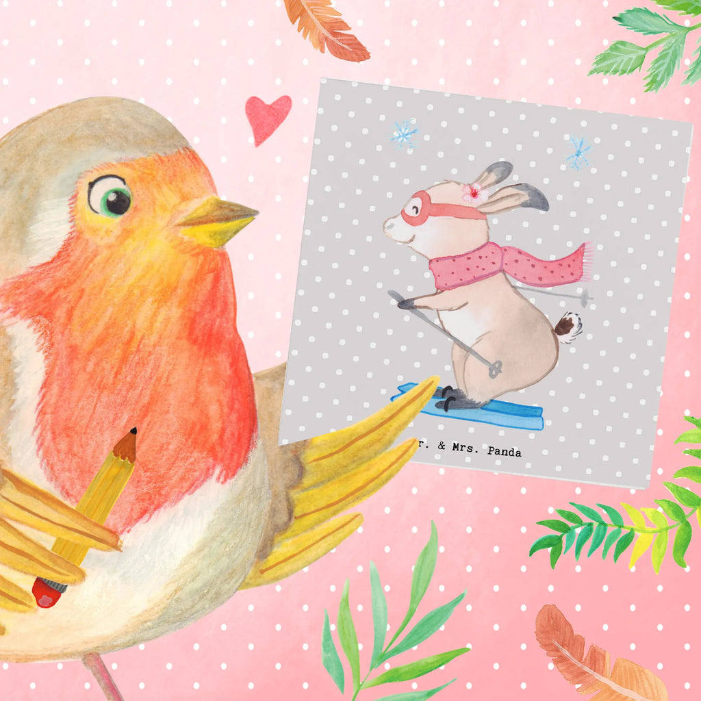 Deluxe Karte Hase Skifahren Hochwertige Grußkarte, Geburtstagskarte, Karte, Hochzeitskarte, Grußkarte, Einladungskarte, Hochwertige Klappkarte, Klappkarte, Glückwunschkarte, Geschenk, Sport, Sportart, Hobby, Schenken, Danke, Dankeschön, Auszeichnung, Gewinn, Sportler, Skirennen, Skifahren, Skiwettbewerb, Ski fahren, Skisport