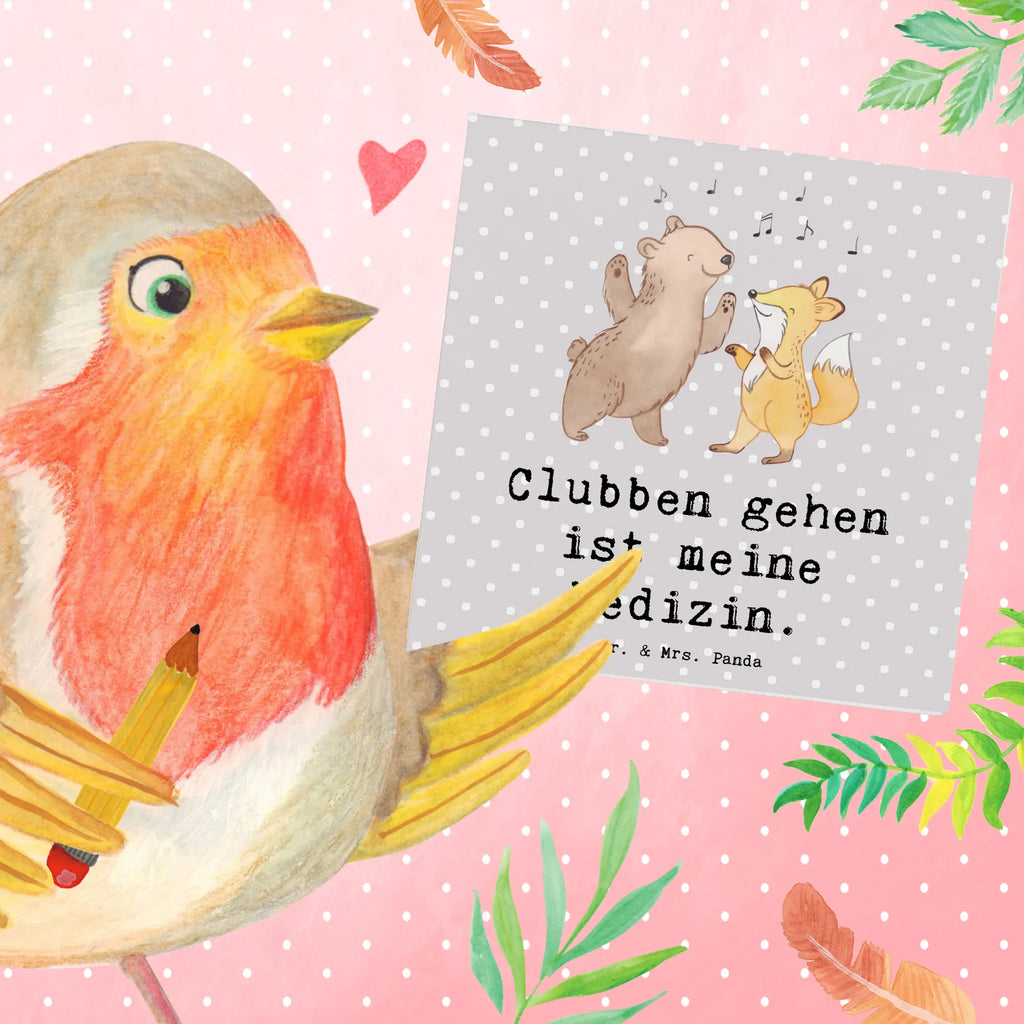 Deluxe Card Bear &amp; Fox disco Hochwertige Grußkarte, Hochzeitskarte, Klappkarte, Geburtstagskarte, Grußkarte, Glückwunschkarte, Karte, Einladungskarte, Hochwertige Klappkarte, Geschenk, Sport, Sportart, Hobby, Schenken, Danke, Dankeschön, Auszeichnung, Gewinn, Sportler, Tanzen, Disco, Clubs, Clubbing, Feiern