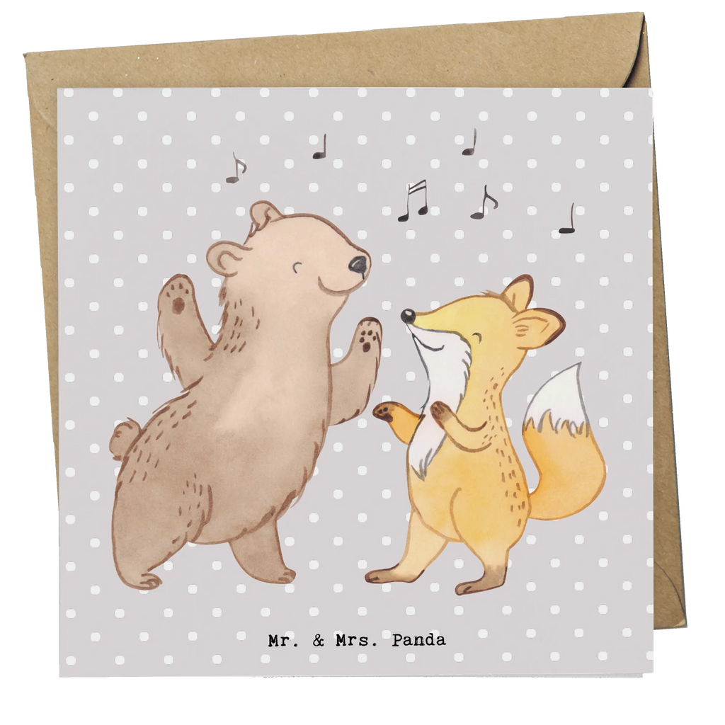 Deluxe Card Bear &amp; Fox disco Hochwertige Grußkarte, Hochzeitskarte, Klappkarte, Geburtstagskarte, Grußkarte, Glückwunschkarte, Karte, Einladungskarte, Hochwertige Klappkarte, Geschenk, Sport, Sportart, Hobby, Schenken, Danke, Dankeschön, Auszeichnung, Gewinn, Sportler, Tanzen, Disco, Clubs, Clubbing, Feiern