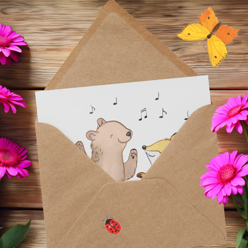 Deluxe Card Bear &amp; Fox disco Hochwertige Grußkarte, Hochzeitskarte, Klappkarte, Geburtstagskarte, Grußkarte, Glückwunschkarte, Karte, Einladungskarte, Hochwertige Klappkarte, Geschenk, Sport, Sportart, Hobby, Schenken, Danke, Dankeschön, Auszeichnung, Gewinn, Sportler, Tanzen, Disco, Clubs, Clubbing, Feiern