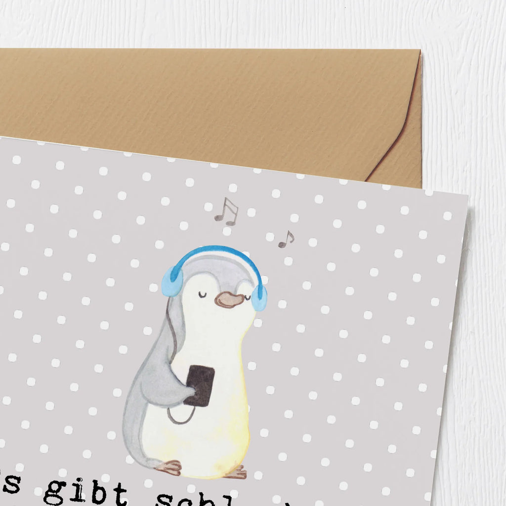 Deluxe Karte Pinguin Musik hören Karte, Grußkarte, Hochwertige Grußkarte, Geburtstagskarte, Klappkarte, Glückwunschkarte, Hochzeitskarte, Hochwertige Klappkarte, Einladungskarte, Geschenk, Sport, Sportart, Hobby, Schenken, Danke, Dankeschön, Auszeichnung, Gewinn, Sportler, Lieblingssong, Musik hören