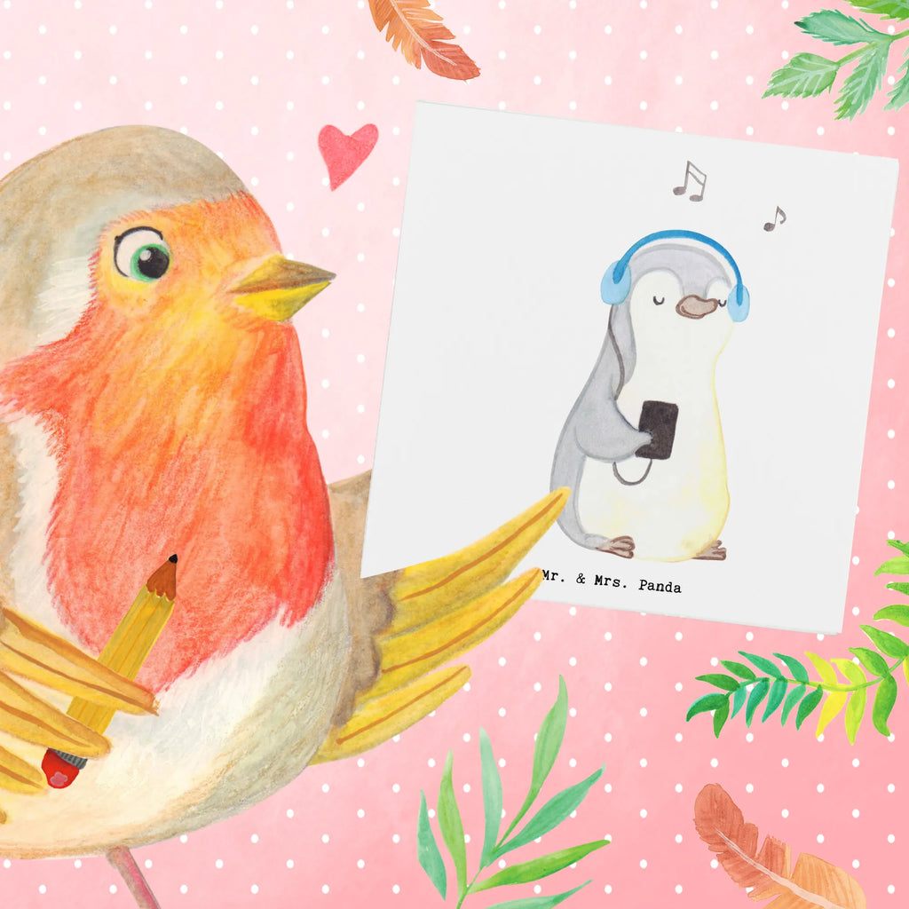 Deluxe Karte Pinguin Musik hören Karte, Grußkarte, Hochwertige Grußkarte, Geburtstagskarte, Klappkarte, Glückwunschkarte, Hochzeitskarte, Hochwertige Klappkarte, Einladungskarte, Geschenk, Sport, Sportart, Hobby, Schenken, Danke, Dankeschön, Auszeichnung, Gewinn, Sportler, Lieblingssong, Musik hören