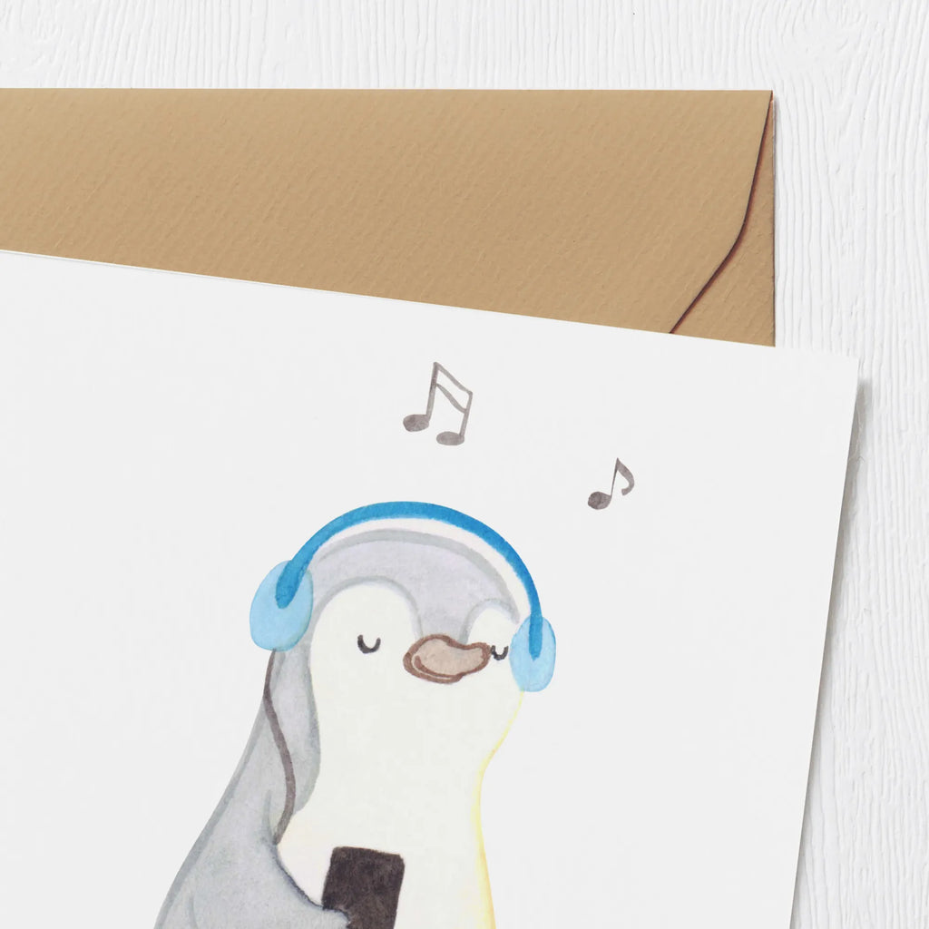 Deluxe Karte Pinguin Musik hören Karte, Grußkarte, Hochwertige Grußkarte, Geburtstagskarte, Klappkarte, Glückwunschkarte, Hochzeitskarte, Hochwertige Klappkarte, Einladungskarte, Geschenk, Sport, Sportart, Hobby, Schenken, Danke, Dankeschön, Auszeichnung, Gewinn, Sportler, Lieblingssong, Musik hören