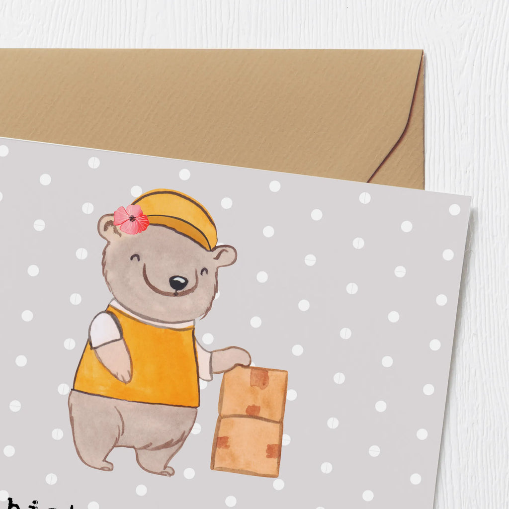 Deluxe Card Parcel deliverer Heart Hochwertige Grußkarte, Glückwunschkarte, Klappkarte, Hochzeitskarte, Einladungskarte, Karte, Grußkarte, Geburtstagskarte, Hochwertige Klappkarte, Beruf, Ausbildung, Jubiläum, Abschied, Rente, Kollege, Kollegin, Geschenk, Schenken, Arbeitskollege, Mitarbeiter, Firma, Danke, Dankeschön, Zustellservice Pakete, Paketbotin, Paketzustellerin