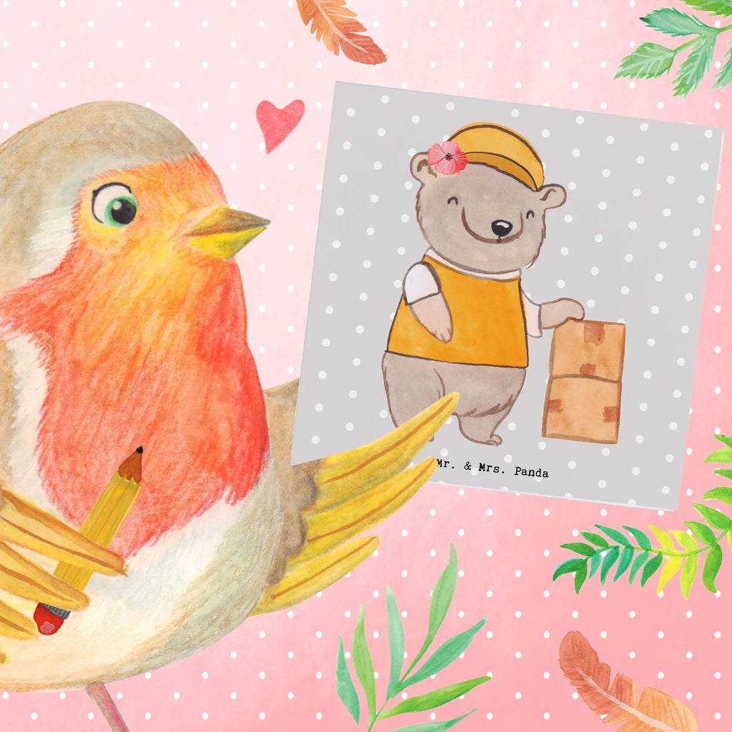 Deluxe Card Parcel deliverer Heart Hochwertige Grußkarte, Glückwunschkarte, Klappkarte, Hochzeitskarte, Einladungskarte, Karte, Grußkarte, Geburtstagskarte, Hochwertige Klappkarte, Beruf, Ausbildung, Jubiläum, Abschied, Rente, Kollege, Kollegin, Geschenk, Schenken, Arbeitskollege, Mitarbeiter, Firma, Danke, Dankeschön, Zustellservice Pakete, Paketbotin, Paketzustellerin