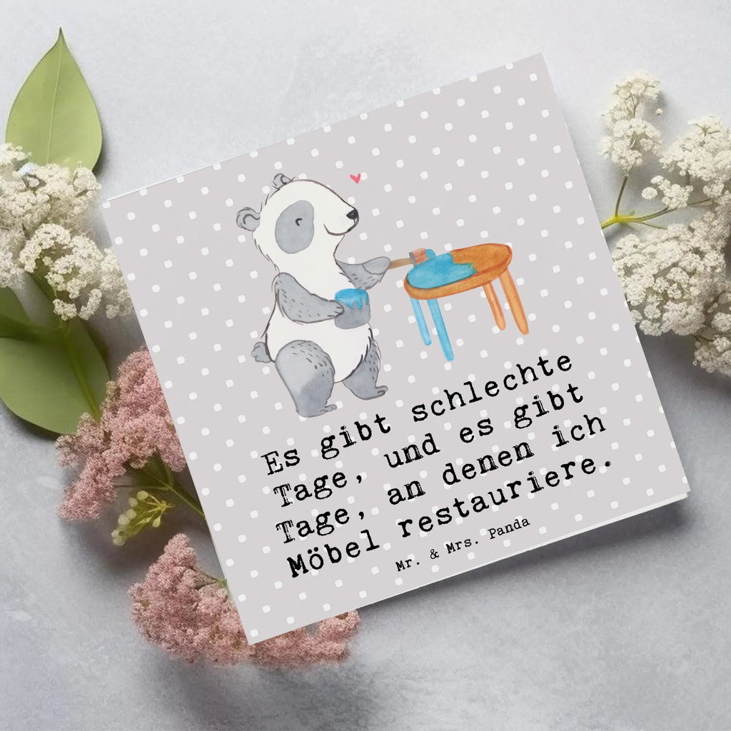 Deluxe Card panda restore furniture Glückwunschkarte, Hochwertige Grußkarte, Klappkarte, Karte, Hochzeitskarte, Geburtstagskarte, Grußkarte, Einladungskarte, Hochwertige Klappkarte, Geschenk, Sport, Sportart, Hobby, Schenken, Danke, Dankeschön, Auszeichnung, Gewinn, Sportler, Handwerk, Möbel restaurieren, antike Möbel restaurieren, Restaurator