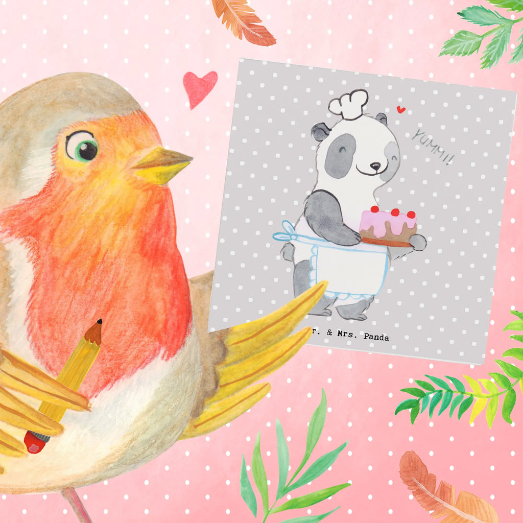 Deluxe Karte Panda Backen Grußkarte, Karte, Hochwertige Klappkarte, Einladungskarte, Hochwertige Grußkarte, Geburtstagskarte, Hochzeitskarte, Klappkarte, Glückwunschkarte, Geschenk, Sport, Sportart, Hobby, Schenken, Danke, Dankeschön, Auszeichnung, Gewinn, Sportler, Kuchen backen, backen, Hobbybäcker