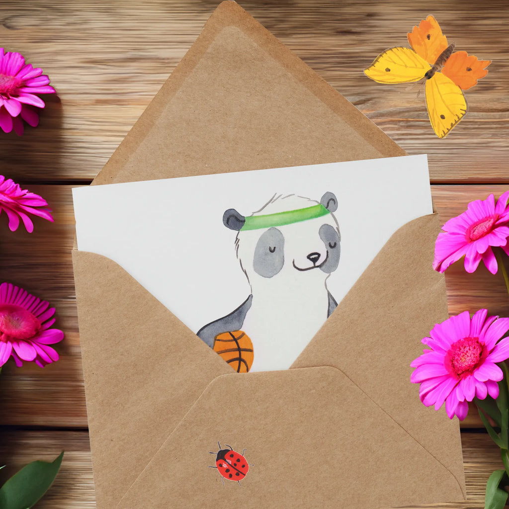 Deluxe Card panda basketball Grußkarte, Einladungskarte, Geburtstagskarte, Klappkarte, Karte, Glückwunschkarte, Hochzeitskarte, Hochwertige Grußkarte, Hochwertige Klappkarte, Geschenk, Sport, Sportart, Hobby, Schenken, Danke, Dankeschön, Auszeichnung, Gewinn, Sportler, Basketball Verein, Basketball Verband, Basketballplatz, Basketball