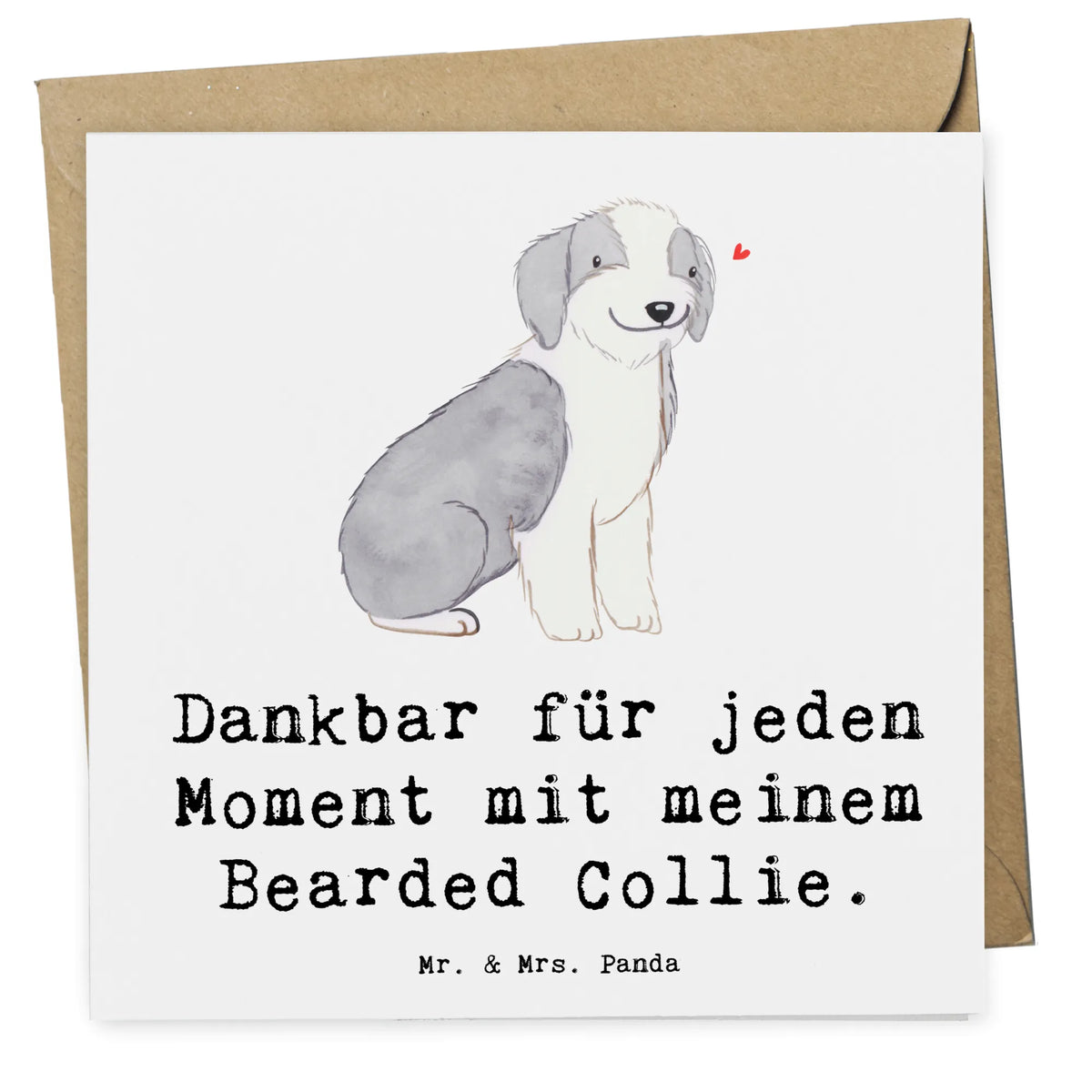 Karta Deluxe Brodaty Collie Chwila dawanie, prezent, Pies, rasa psa, pies rasowy, właściciel psa, miłośnik zwierząt, szczeniak