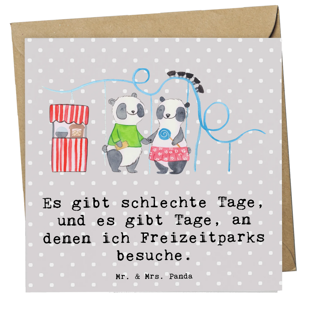 Deluxe Card pandas visit amusement park Geburtstagskarte, Karte, Hochwertige Klappkarte, Hochwertige Grußkarte, Klappkarte, Hochzeitskarte, Einladungskarte, Glückwunschkarte, Grußkarte, Geschenk, Sport, Sportart, Hobby, Schenken, Danke, Dankeschön, Auszeichnung, Gewinn, Sportler, Achterbahn fahren, Freizeitpark besuchen