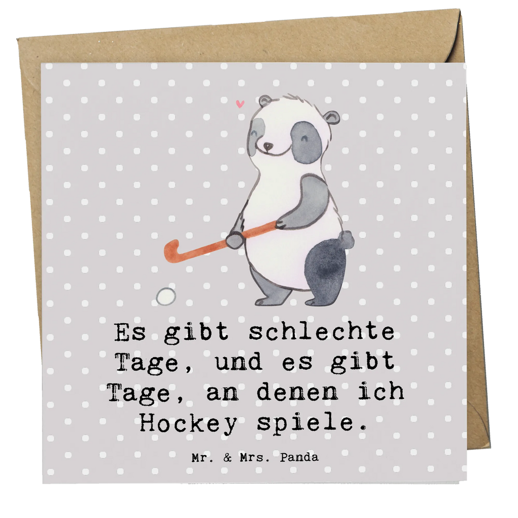 Deluxe Karte Panda Hockey spielen Klappkarte, Karte, Hochwertige Grußkarte, Geburtstagskarte, Glückwunschkarte, Einladungskarte, Hochwertige Klappkarte, Hochzeitskarte, Grußkarte, Geschenk, Sport, Sportart, Hobby, Schenken, Danke, Dankeschön, Auszeichnung, Gewinn, Sportler, Hockeyschläger, Hockey Verein, Feldhockey, Hockey spielen