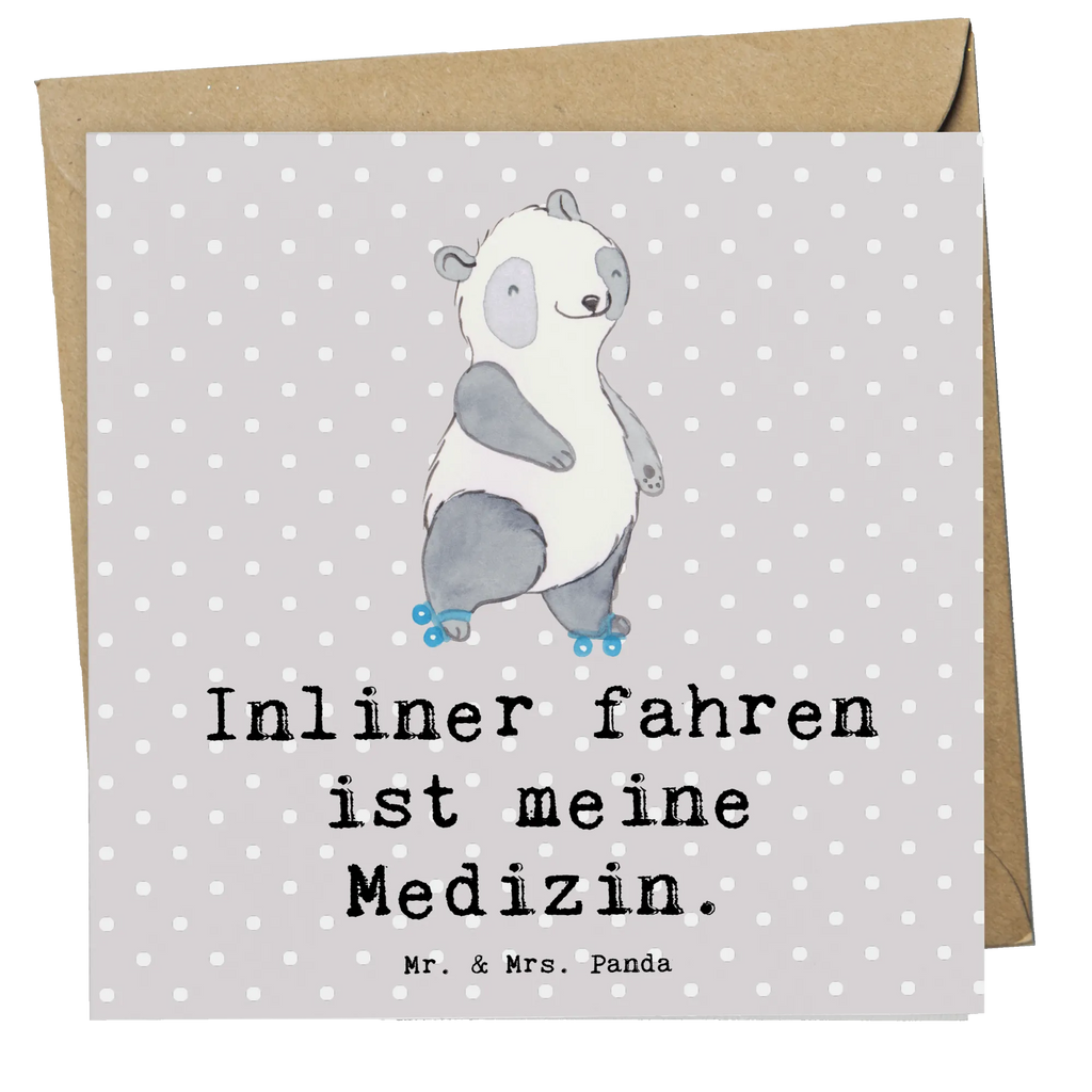 Deluxe Card panda roller blading Klappkarte, Hochzeitskarte, Einladungskarte, Karte, Hochwertige Grußkarte, Glückwunschkarte, Hochwertige Klappkarte, Geburtstagskarte, Grußkarte, Geschenk, Sport, Sportart, Hobby, Schenken, Danke, Dankeschön, Auszeichnung, Gewinn, Sportler, Rollschuh fahren, Inliner fahren, inlinern