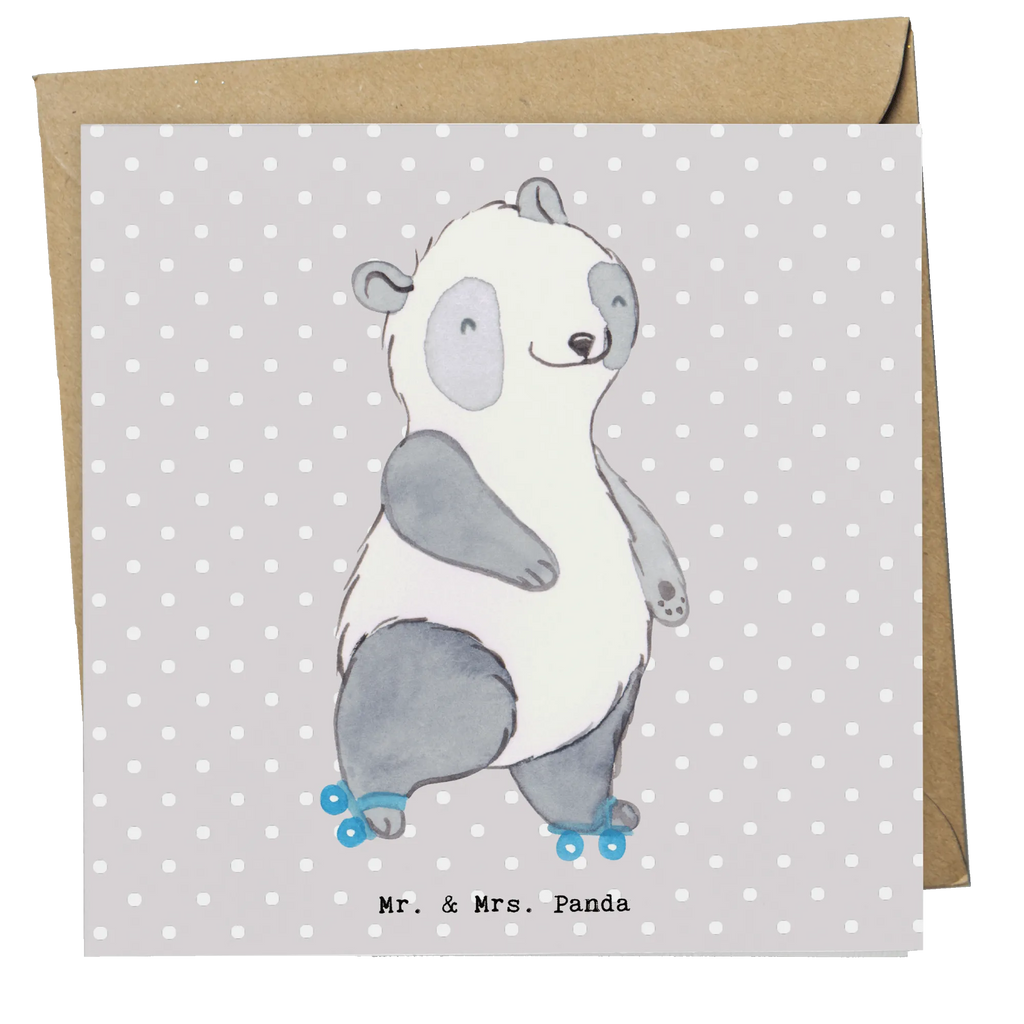 Deluxe Card panda roller blading Klappkarte, Hochzeitskarte, Einladungskarte, Karte, Hochwertige Grußkarte, Glückwunschkarte, Hochwertige Klappkarte, Geburtstagskarte, Grußkarte, Geschenk, Sport, Sportart, Hobby, Schenken, Danke, Dankeschön, Auszeichnung, Gewinn, Sportler, Rollschuh fahren, Inliner fahren, inlinern