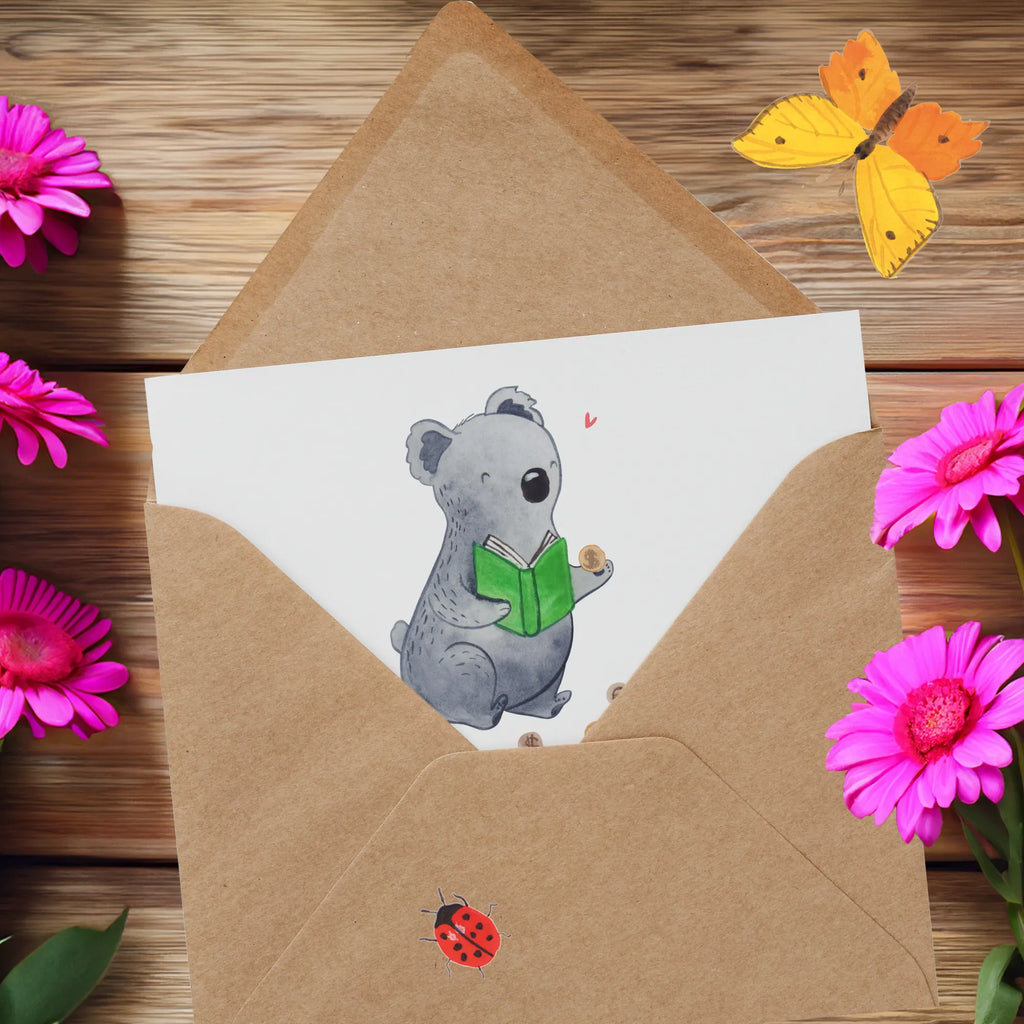 Deluxe Karte Koala Münzen sammeln Klappkarte, Glückwunschkarte, doppelkarte, faltkarte, Grußkarte, Schenken, Geschenk, Sport, Sportart, Hobby, Danke, Dankeschön, Auszeichnung, Gewinn, Sportler, Numismatik, Münzen Sammeln, Münzen aus Aller Welt