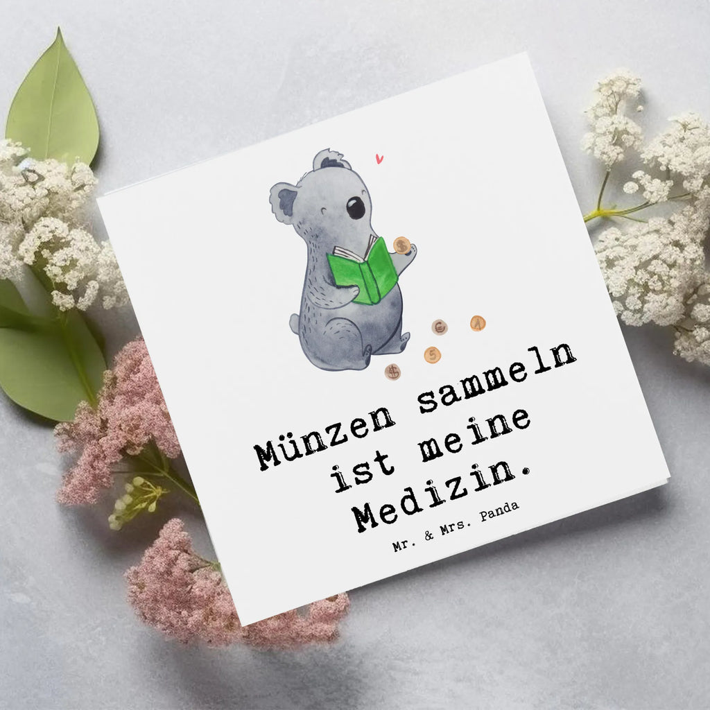 Deluxe Karte Koala Münzen sammeln Klappkarte, Glückwunschkarte, doppelkarte, faltkarte, Grußkarte, Schenken, Geschenk, Sport, Sportart, Hobby, Danke, Dankeschön, Auszeichnung, Gewinn, Sportler, Numismatik, Münzen Sammeln, Münzen aus Aller Welt