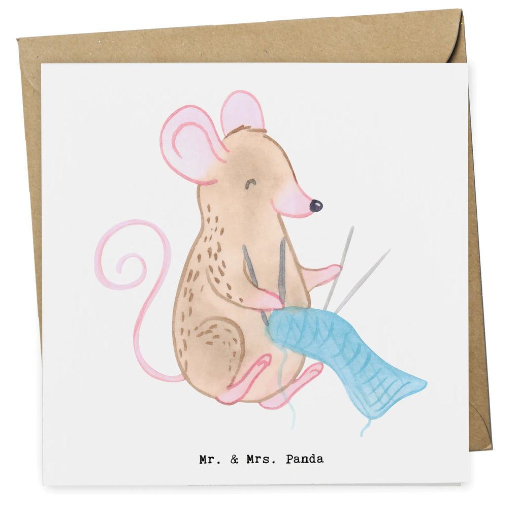 Deluxe Karte Maus Stricken Karte, Hochzeitskarte, Klappkarte, Einladungskarte, Grußkarte, Glückwunschkarte, Hochwertige Grußkarte, Geburtstagskarte, Hochwertige Klappkarte, Geschenk, Sport, Sportart, Hobby, Schenken, Danke, Dankeschön, Auszeichnung, Gewinn, Sportler, Stricken, DIY