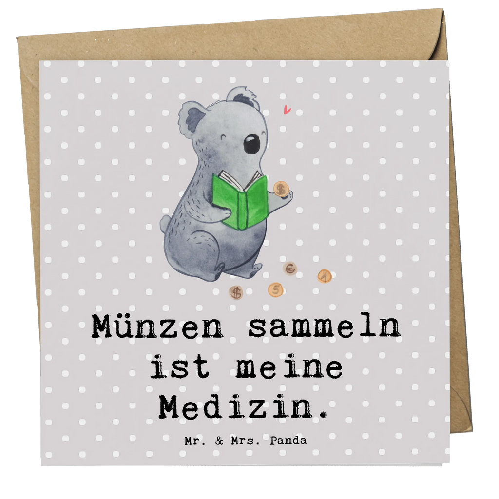 Deluxe Karte Koala Münzen sammeln Klappkarte, Glückwunschkarte, doppelkarte, faltkarte, Grußkarte, Schenken, Geschenk, Sport, Sportart, Hobby, Danke, Dankeschön, Auszeichnung, Gewinn, Sportler, Numismatik, Münzen Sammeln, Münzen aus Aller Welt