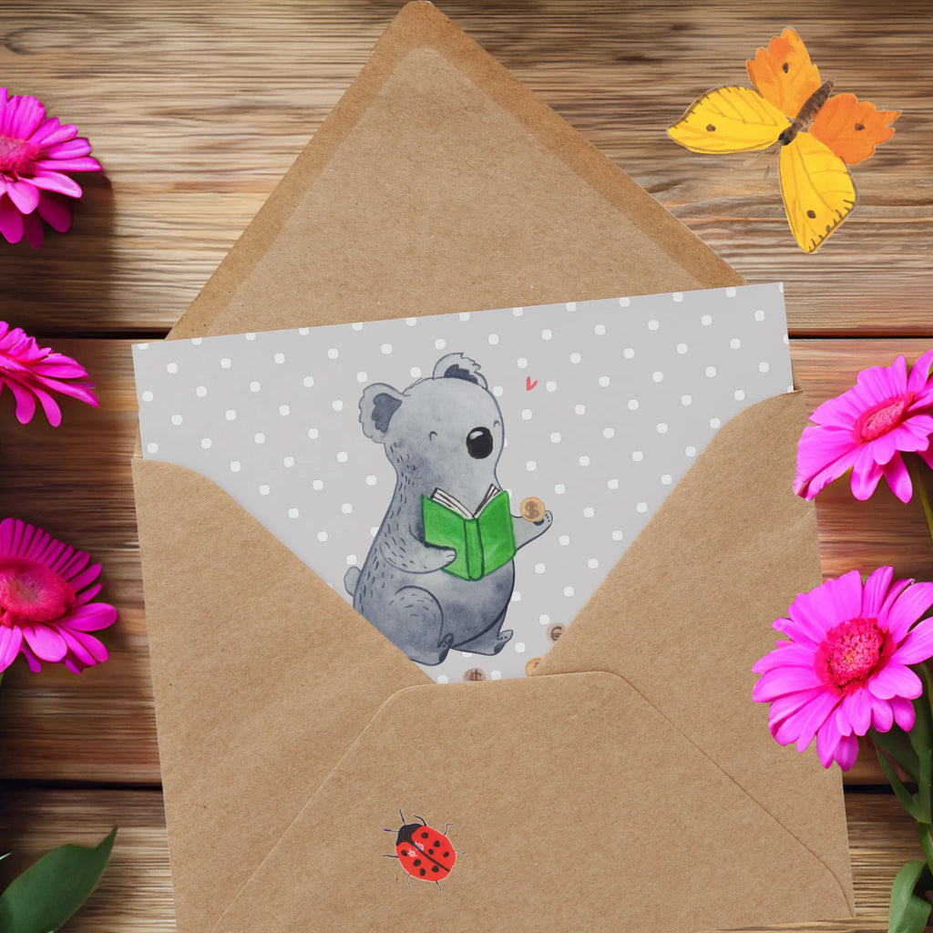 Deluxe Karte Koala Münzen sammeln Klappkarte, Glückwunschkarte, doppelkarte, faltkarte, Grußkarte, Schenken, Geschenk, Sport, Sportart, Hobby, Danke, Dankeschön, Auszeichnung, Gewinn, Sportler, Numismatik, Münzen Sammeln, Münzen aus Aller Welt