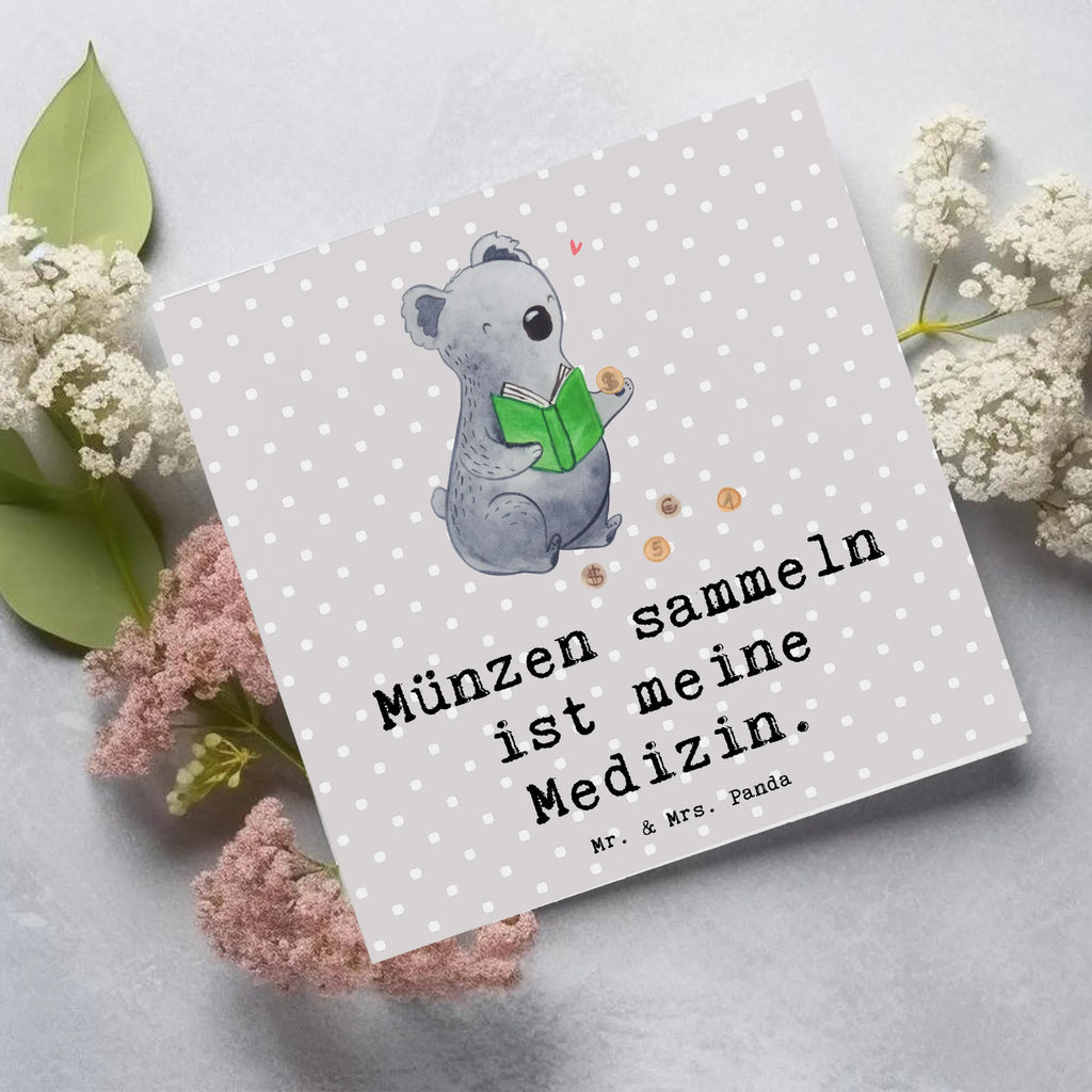 Deluxe Karte Koala Münzen sammeln Klappkarte, Glückwunschkarte, doppelkarte, faltkarte, Grußkarte, Schenken, Geschenk, Sport, Sportart, Hobby, Danke, Dankeschön, Auszeichnung, Gewinn, Sportler, Numismatik, Münzen Sammeln, Münzen aus Aller Welt