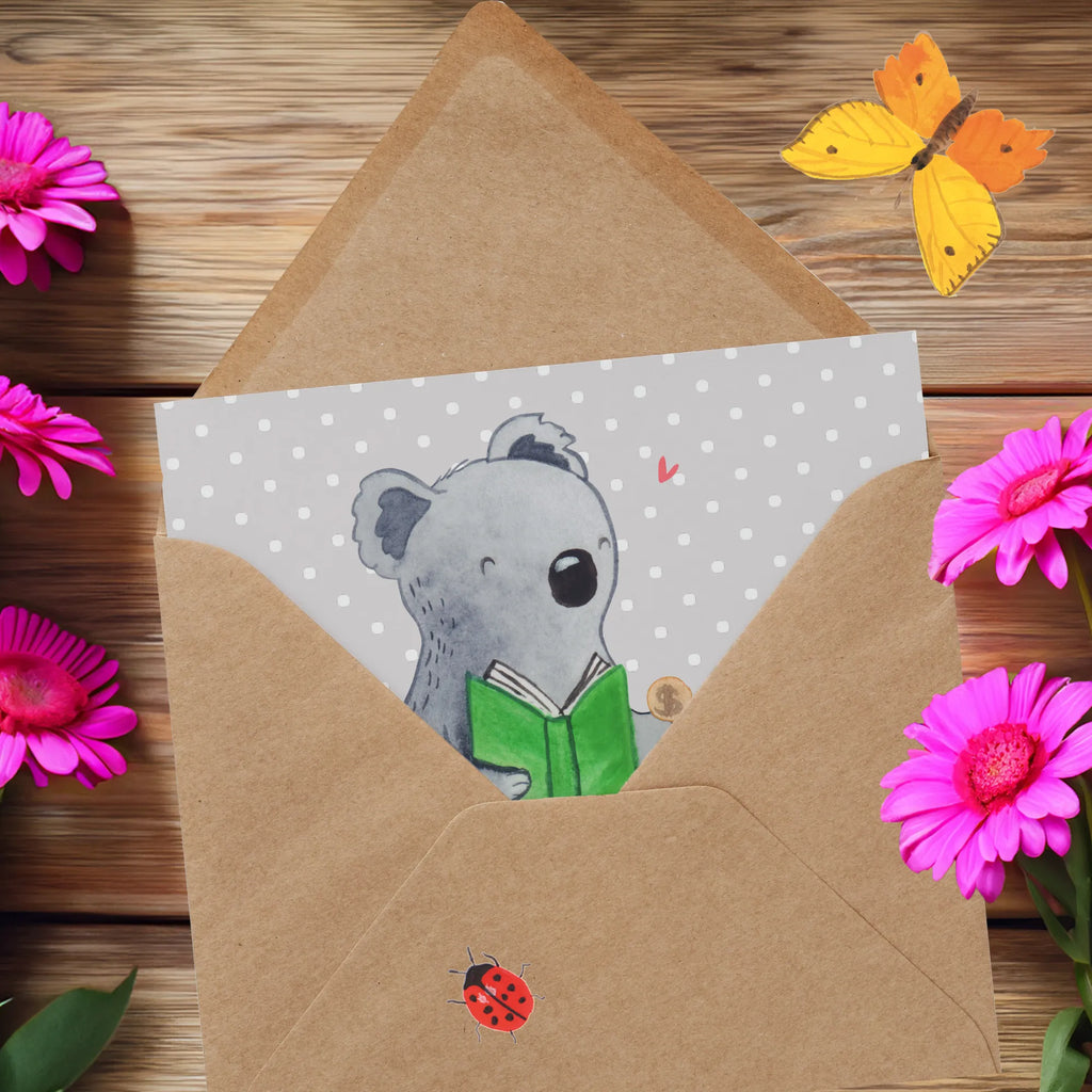 Deluxe Karte Koala Münzen sammeln Klappkarte, Glückwunschkarte, doppelkarte, faltkarte, Grußkarte, Schenken, Geschenk, Sport, Sportart, Hobby, Danke, Dankeschön, Auszeichnung, Gewinn, Sportler, Numismatik, Münzen Sammeln, Münzen aus Aller Welt