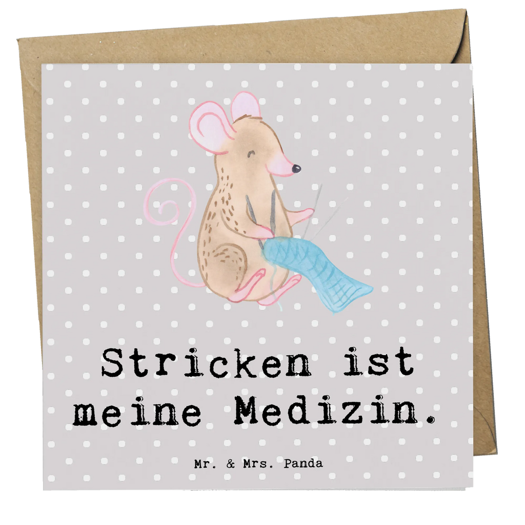 Deluxe Karte Maus Stricken Karte, Hochzeitskarte, Klappkarte, Einladungskarte, Grußkarte, Glückwunschkarte, Hochwertige Grußkarte, Geburtstagskarte, Hochwertige Klappkarte, Geschenk, Sport, Sportart, Hobby, Schenken, Danke, Dankeschön, Auszeichnung, Gewinn, Sportler, Stricken, DIY