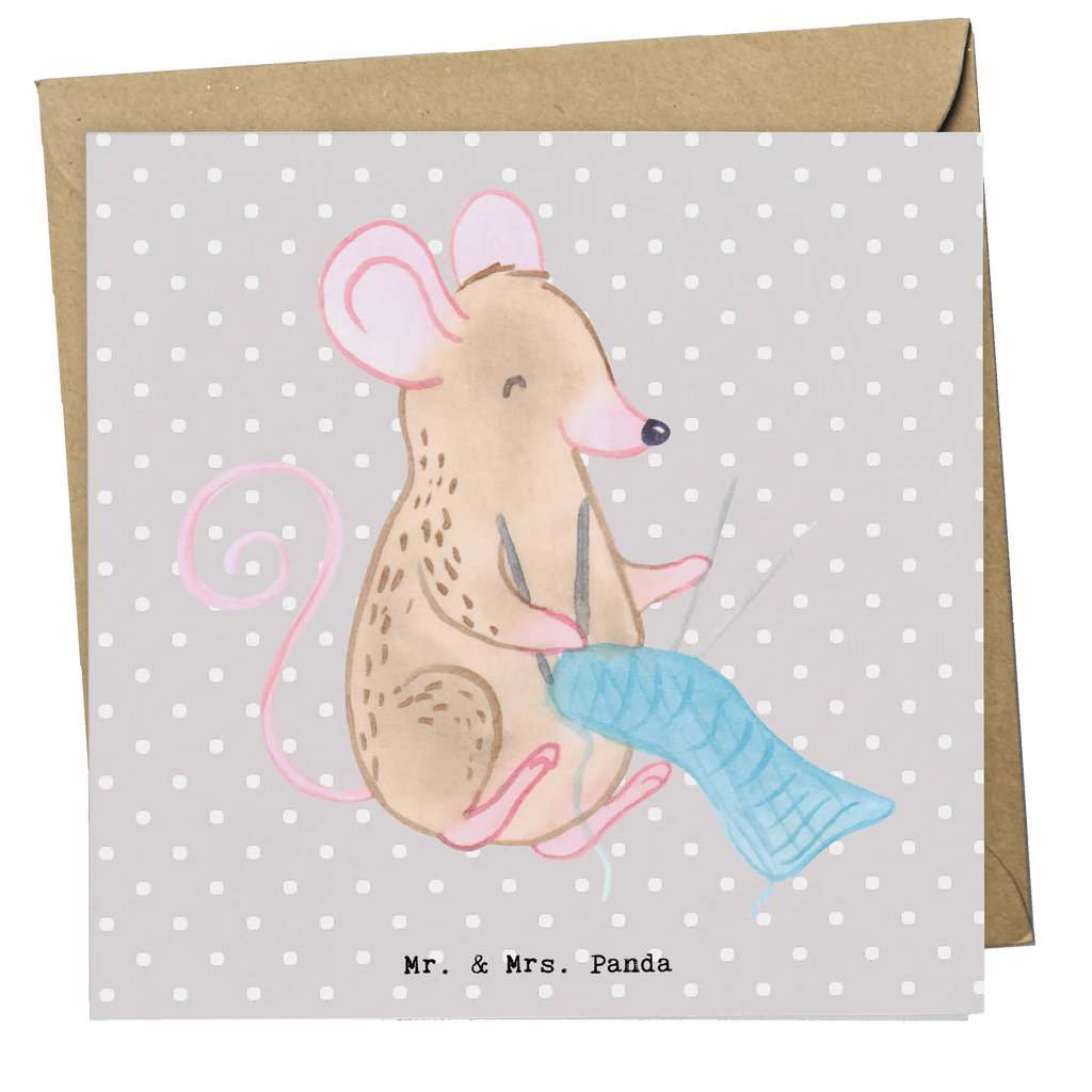 Deluxe Karte Maus Stricken Karte, Hochzeitskarte, Klappkarte, Einladungskarte, Grußkarte, Glückwunschkarte, Hochwertige Grußkarte, Geburtstagskarte, Hochwertige Klappkarte, Geschenk, Sport, Sportart, Hobby, Schenken, Danke, Dankeschön, Auszeichnung, Gewinn, Sportler, Stricken, DIY