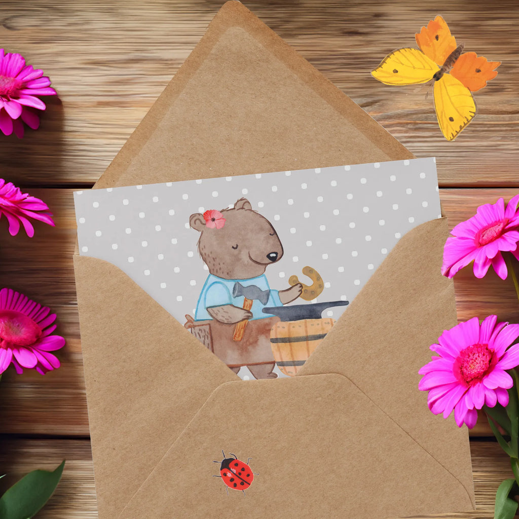 Deluxe Card female blacksmith Heart Glückwunschkarte, Grußkarte, Hochzeitskarte, Karte, Klappkarte, Hochwertige Grußkarte, Einladungskarte, Geburtstagskarte, Hochwertige Klappkarte, Beruf, Ausbildung, Jubiläum, Abschied, Rente, Kollege, Kollegin, Geschenk, Schenken, Arbeitskollege, Mitarbeiter, Firma, Danke, Dankeschön