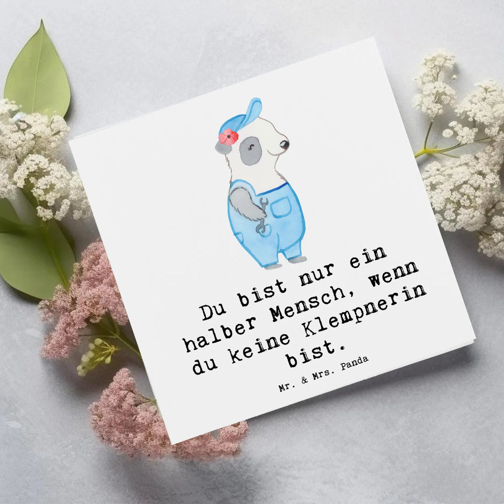 Deluxe Karte Klempnerin Herz Hochzeitskarte, Einladungskarte, Glückwunschkarte, Geburtstagskarte, Karte, Hochwertige Klappkarte, Hochwertige Grußkarte, Grußkarte, Klappkarte, Beruf, Ausbildung, Jubiläum, Abschied, Rente, Kollege, Kollegin, Geschenk, Schenken, Arbeitskollege, Mitarbeiter, Firma, Danke, Dankeschön, Meisterin, Installateurin, Klempnerin, Gesellenprüfung, Bauklempnerin, Fachbetrieb, Sanitärinstallationen, Handwerkerin