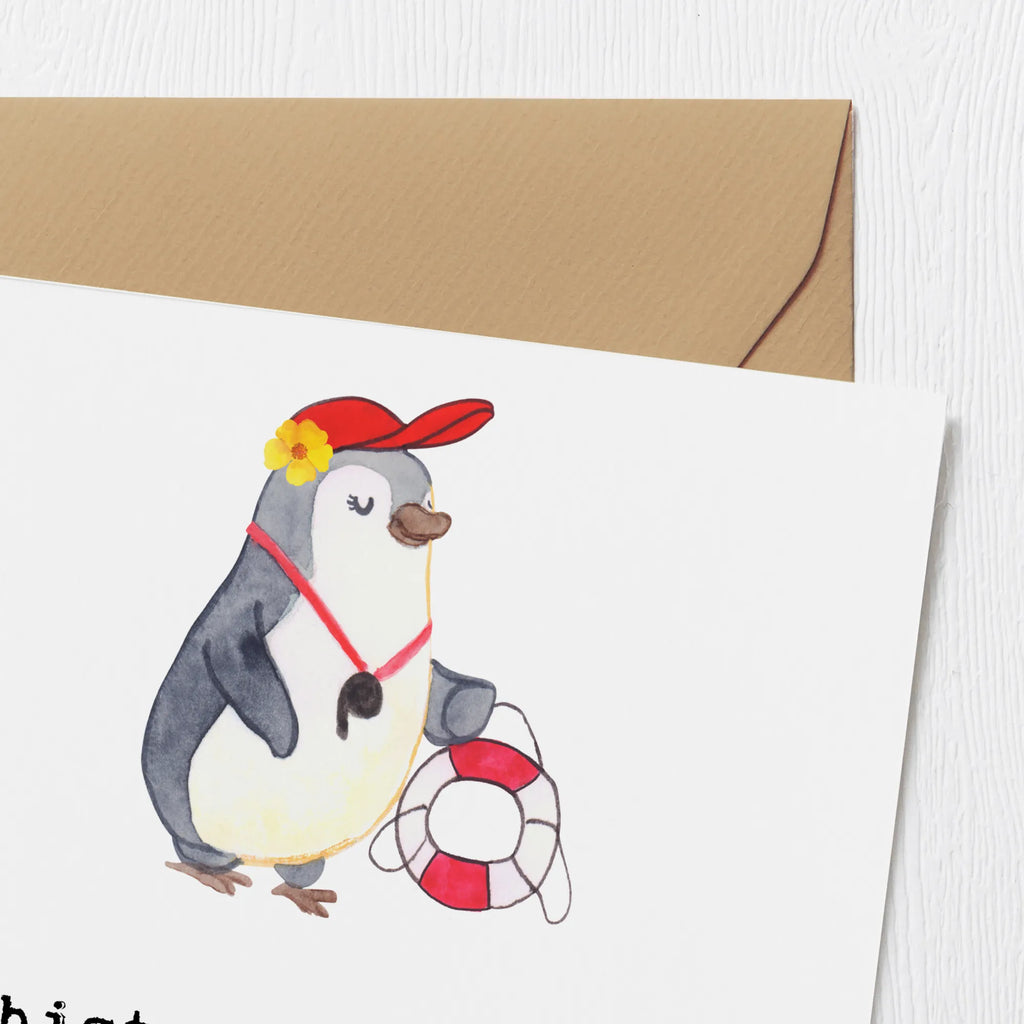 Deluxe Card Lifeguard heart Karte, Glückwunschkarte, Geburtstagskarte, Hochzeitskarte, Grußkarte, Klappkarte, Hochwertige Grußkarte, Hochwertige Klappkarte, Einladungskarte, Beruf, Ausbildung, Jubiläum, Abschied, Rente, Kollege, Kollegin, Geschenk, Schenken, Arbeitskollege, Mitarbeiter, Firma, Danke, Dankeschön, Badeanstalt, Schwimmschule, Freibad, Bademeisterin, Rettungsschwimmerin, Schwimmverein, Schwimmbad, Schwimmmeisterin